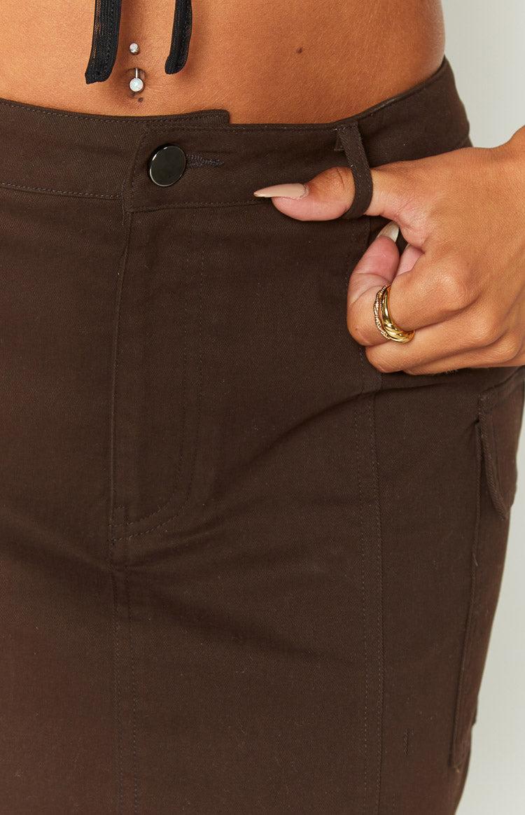 Kacie Chocolate Cargo Mini Skirt Product Image