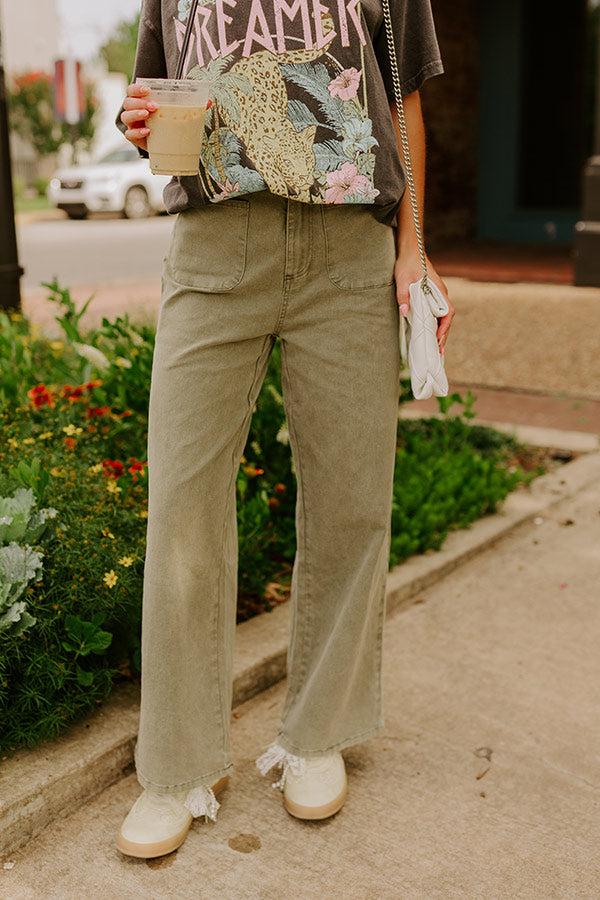 The Lana High Waist Wide Leg Jean in Martini Olive Product Image