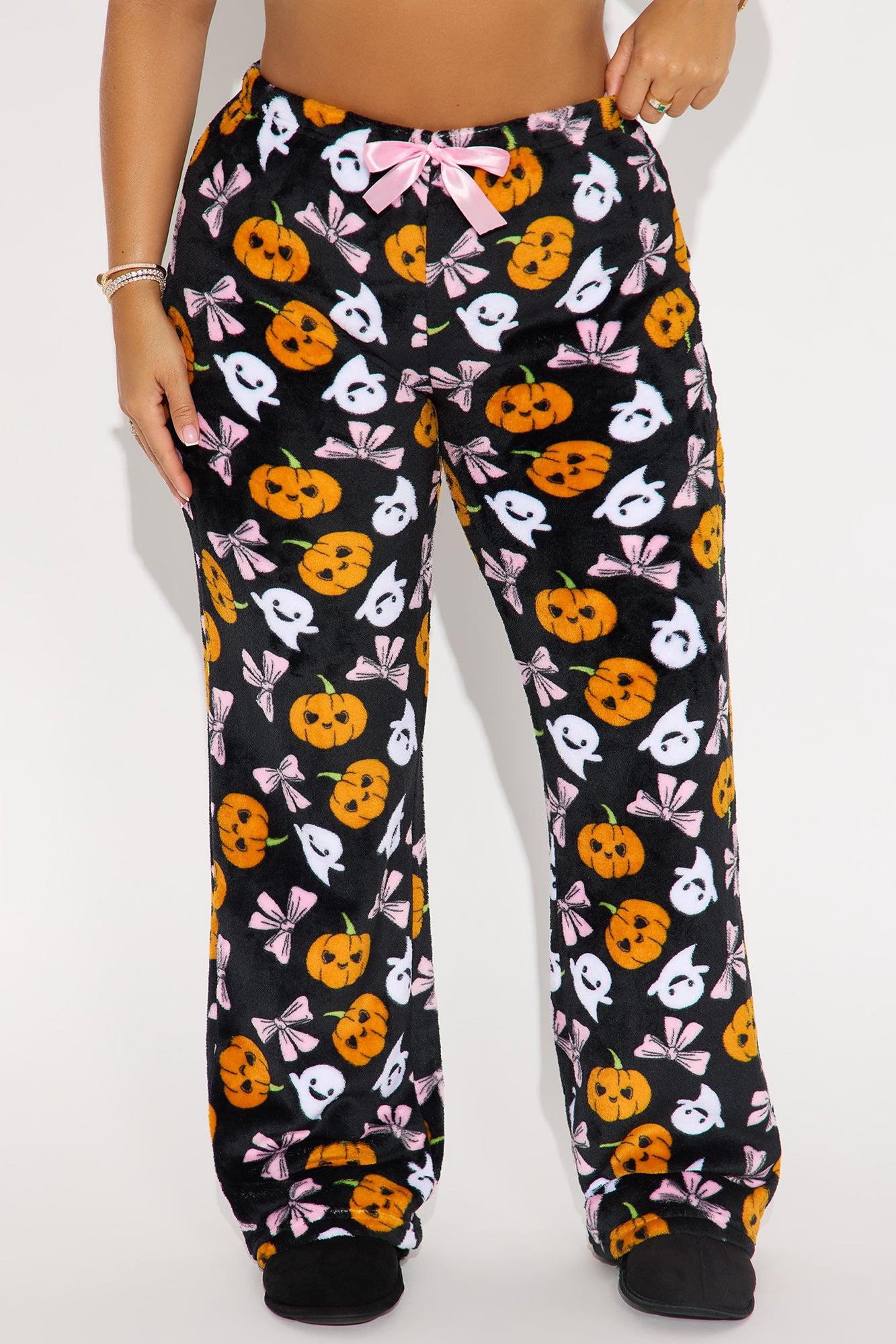 Spooky Cutie Halloween Plush PJ Pants - Black/combo Female Product Image