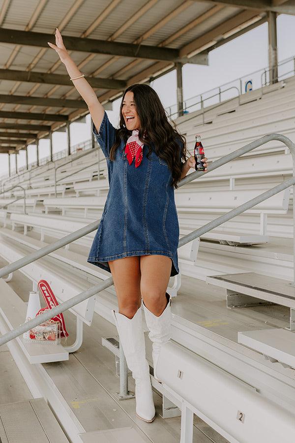 Darling Moment Denim Mini Dress Product Image