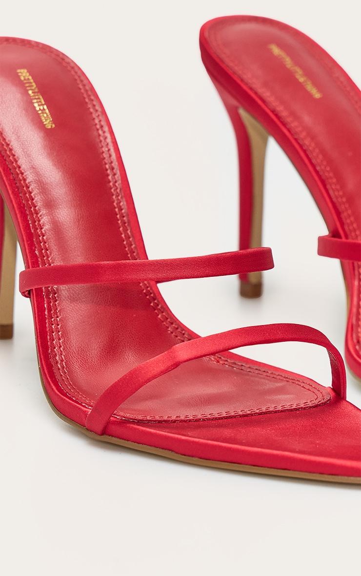 Red Pu Point Toe Sling Back High Stiletto Heeled Sandals Product Image