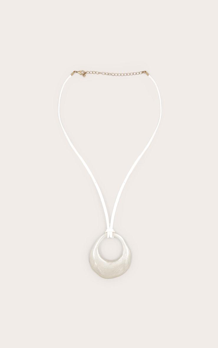 White Abstract Pendant Cord Necklace Product Image