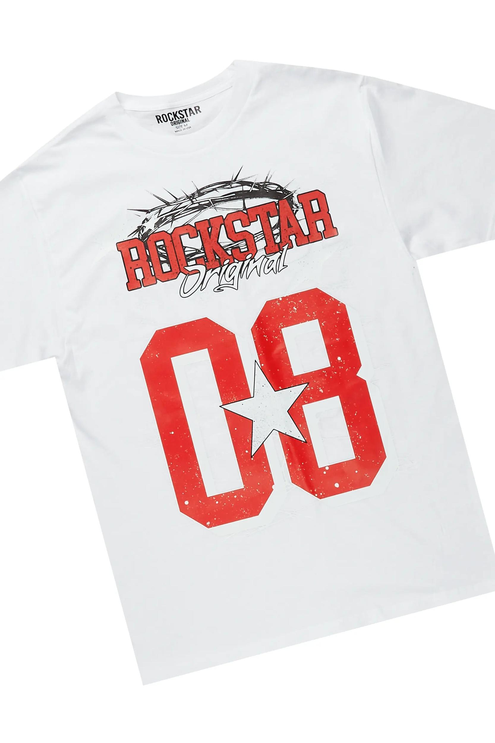 Allstar White/Red T-Shirt Short Set Male Product Image