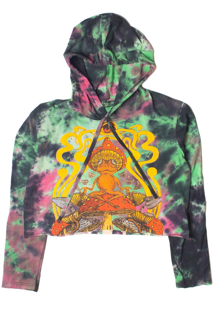 Trippy Frog Tie Dye Cropped Hoodie Product Image