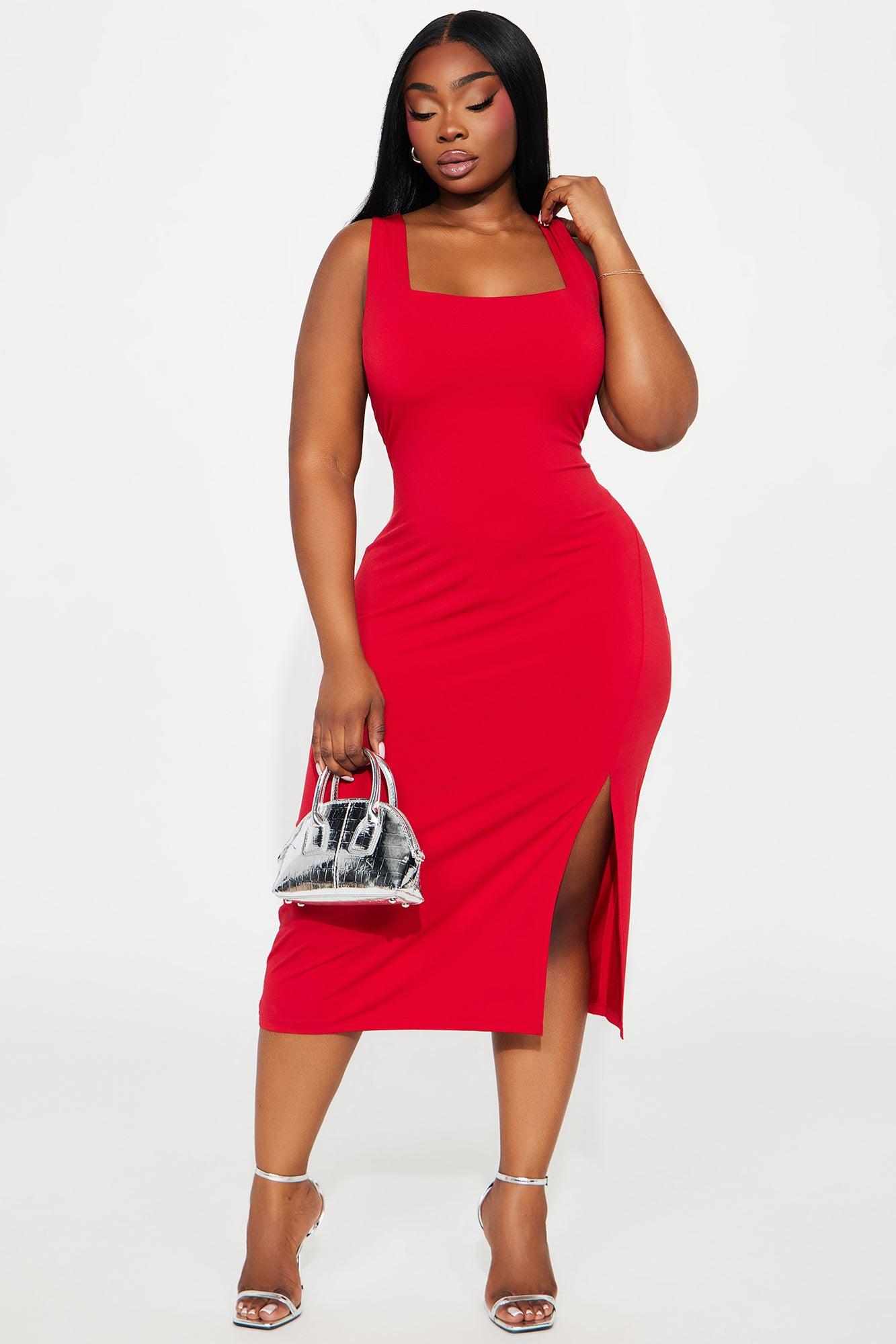 Kiss Me Sleeveless Midi Dress - Red Product Image