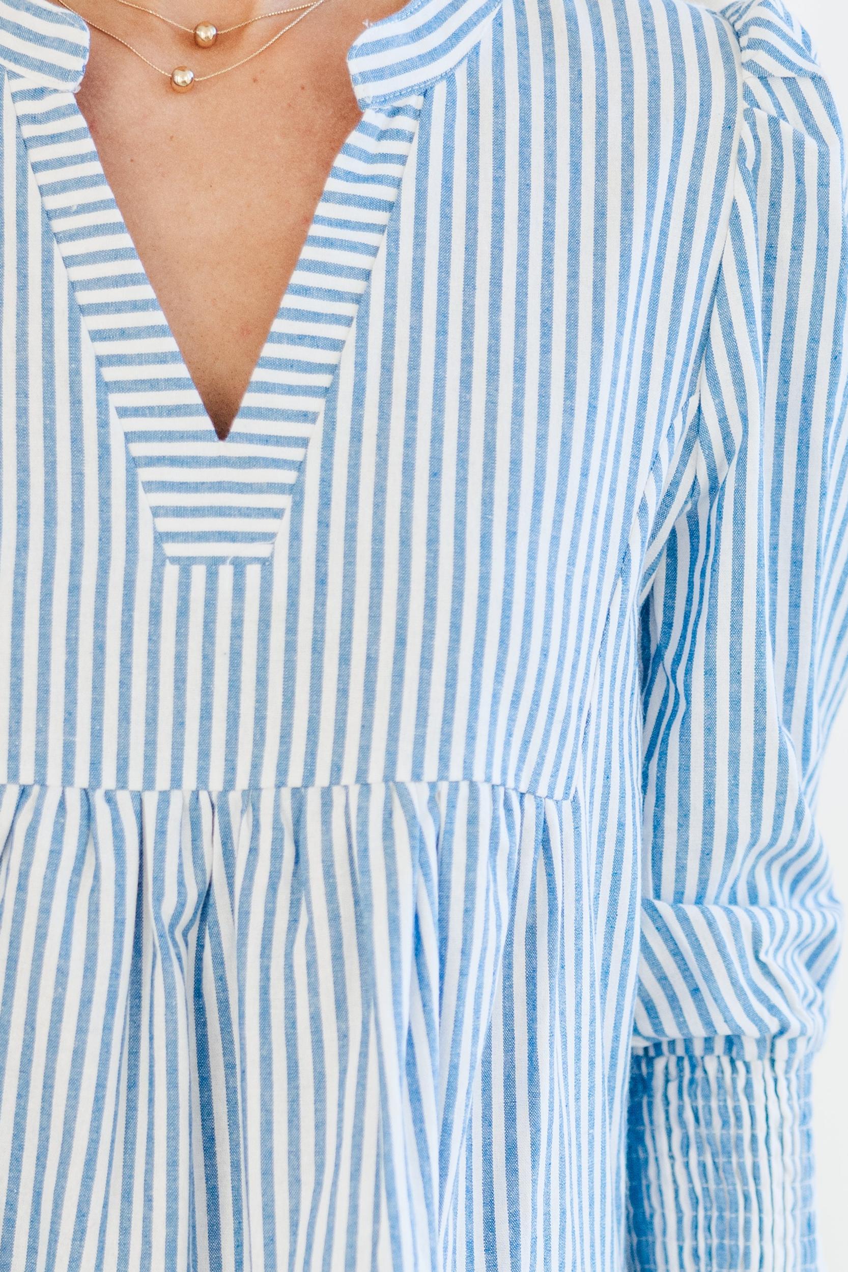 In Your Happy Place Blue Striped Dress Female Product Image