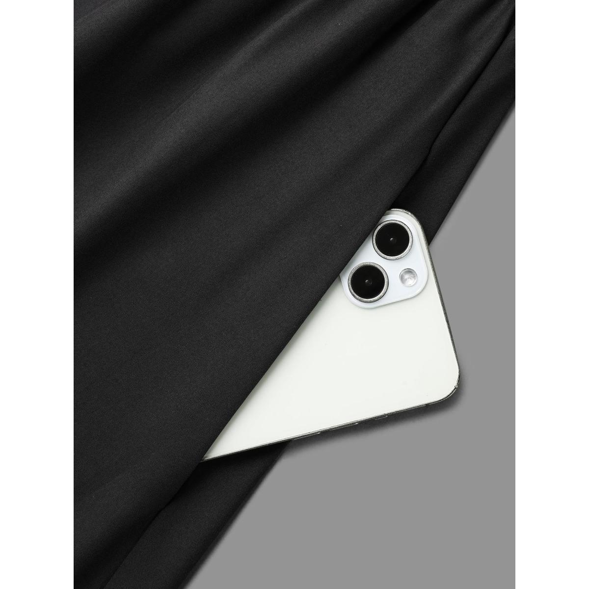 Plus Size Notched Collar Boho Print Midi Dress Black Women Resort Non Notched collar Long Sleeve Curvy BloomChic 14-16/1X Product Image