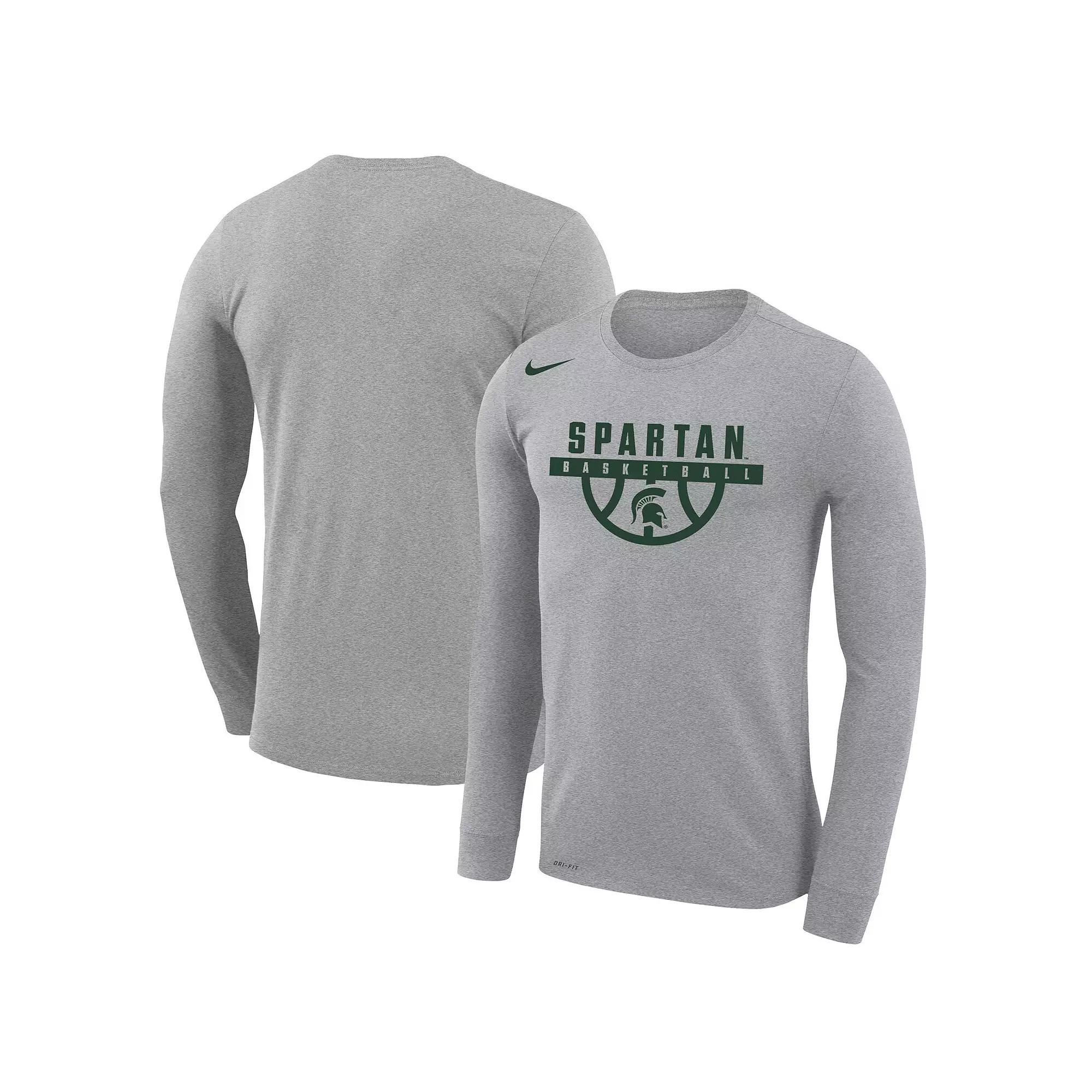 Men's Nike Gray Michigan State Spartans Basketball Drop Legend Long Sleeve Performance T-Shirt, Size: XL, Grey Product Image