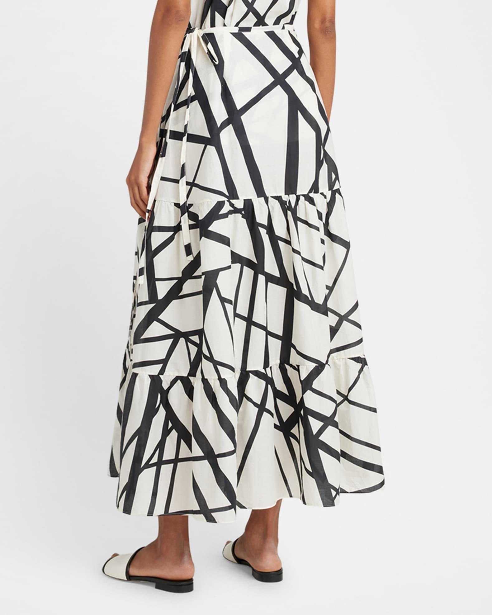Abstract-Print Tiered Maxi Wrap Skirt Product Image