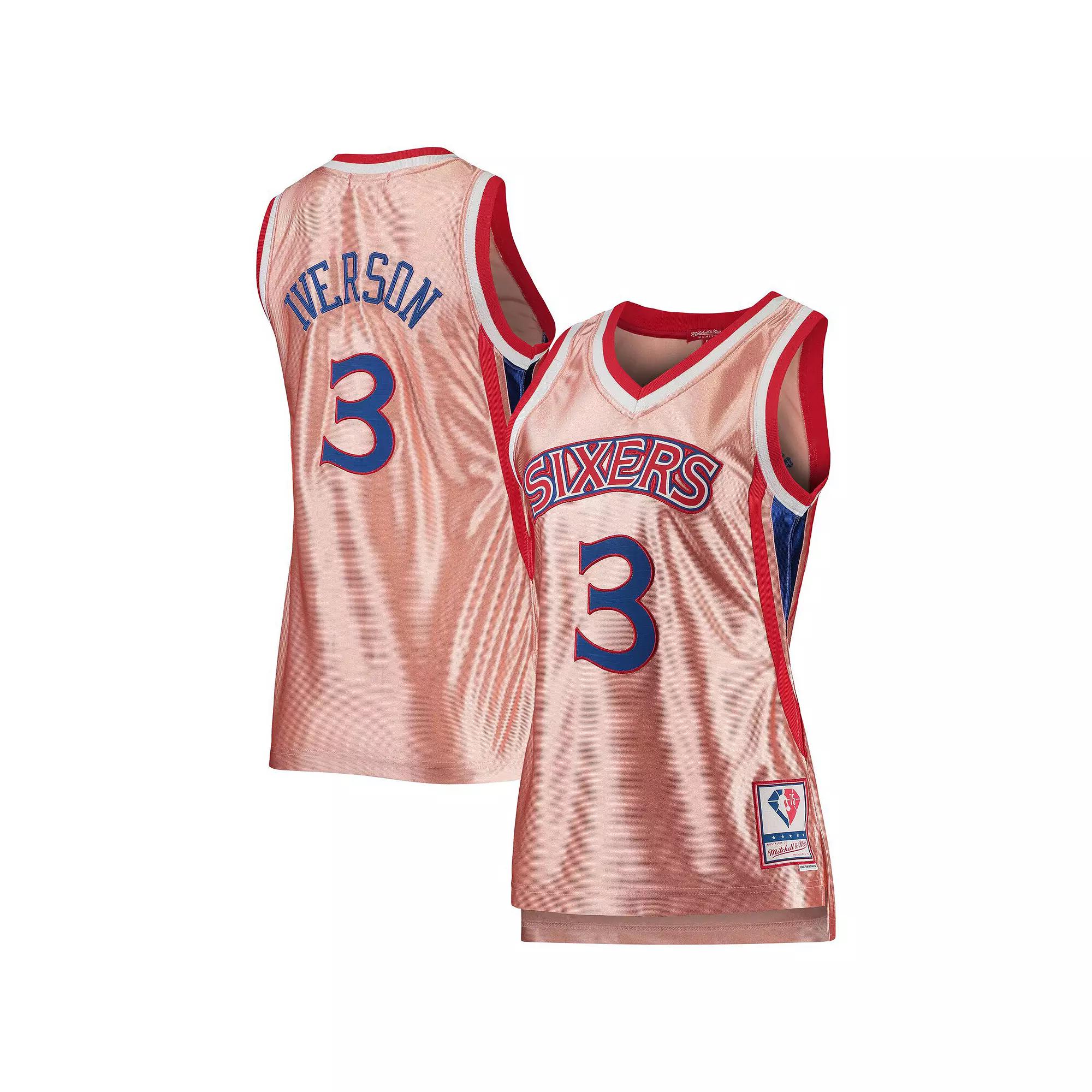 Women's Mitchell & Ness Allen Iverson Pink Philadelphia 76ers 75th Anniversary Rose Gold 1996 Swingman Jersey, Size: Medium, 76r Pink Product Image