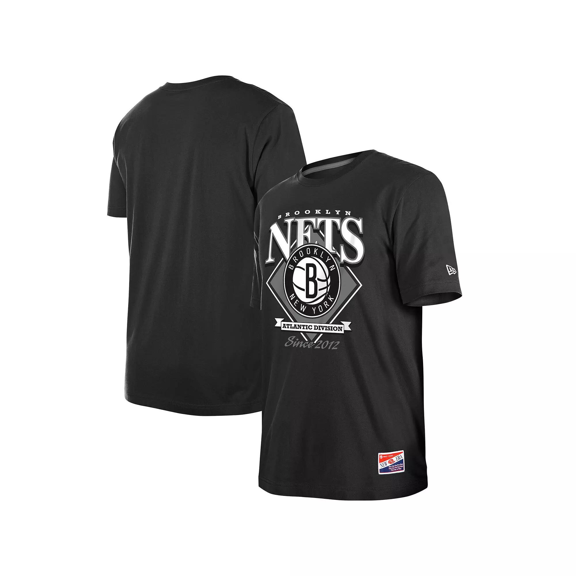 Men's New Era Black Brooklyn Nets Throwback T-Shirt,  Product Image