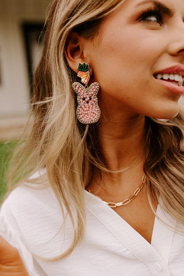 Love Everybunny Beaded Earrings In Pink Product Image