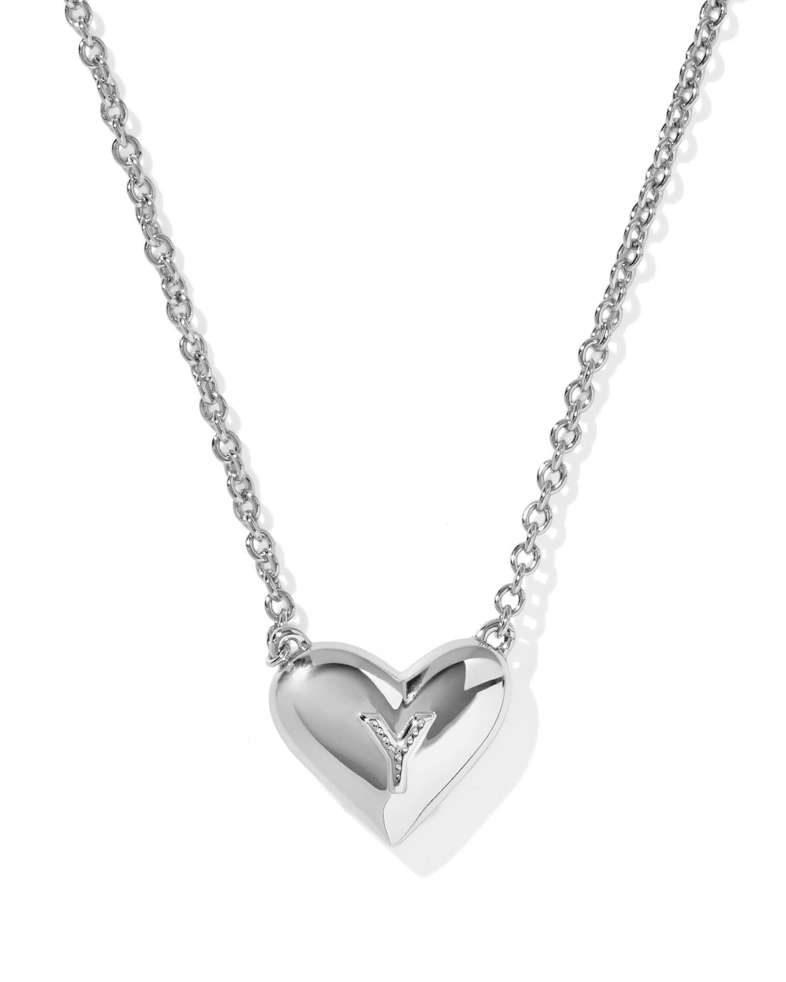 Ari Heart Letter Y Silver Short Pendant Necklace Product Image