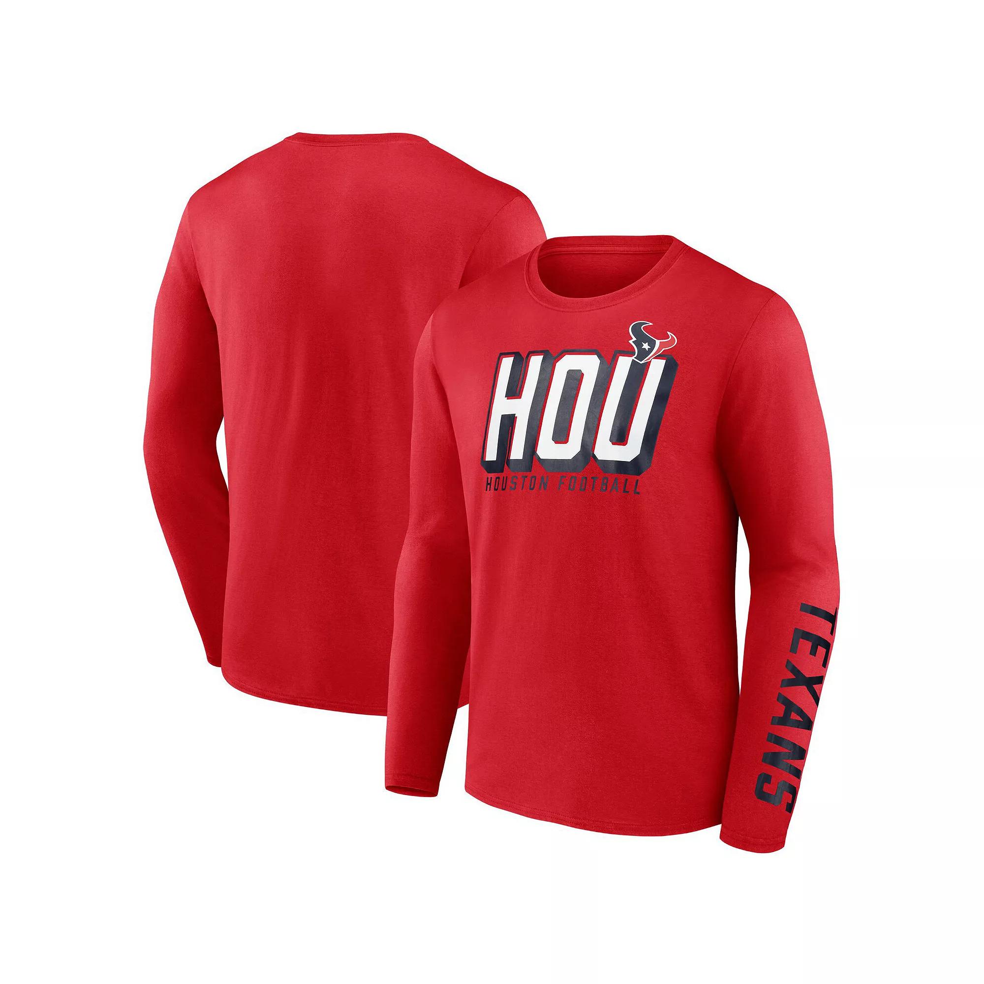 Men's Fanatics  Red Houston Texans Long Sleeve T-Shirt, Size: Small Product Image
