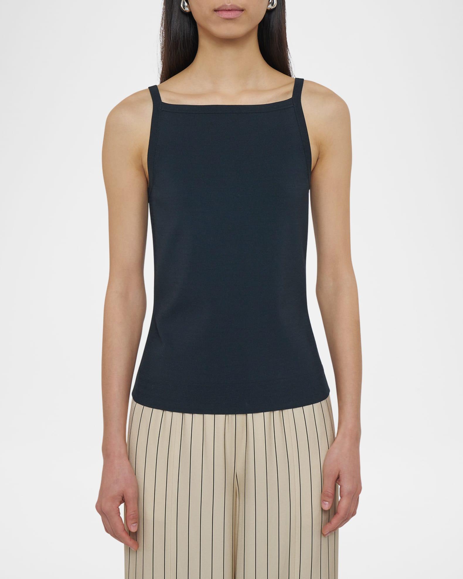 Square-Neck Rib Knit Viscose Tank Product Image