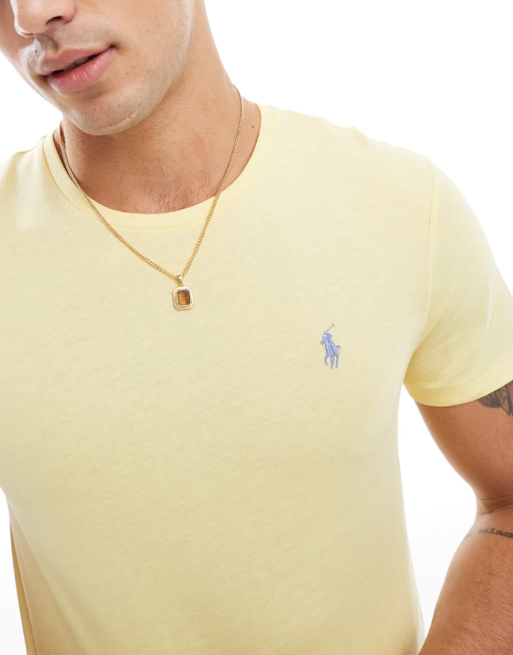 Polo Ralph Lauren icon logo t-shirt custom fit in yellow Product Image