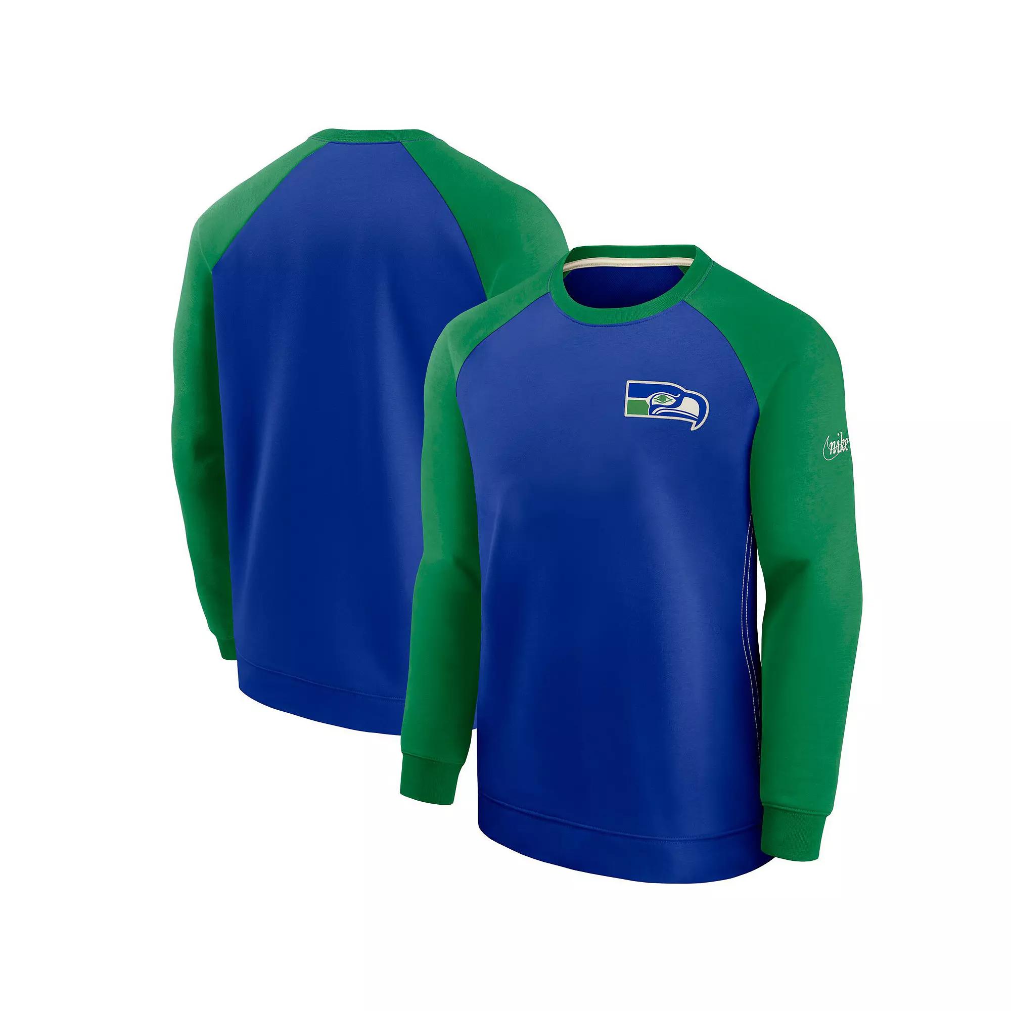 Men's Nike Navy/Orange Chicago Bears Historic Raglan Crew Performance Sweater, Size: Small, Blue Product Image