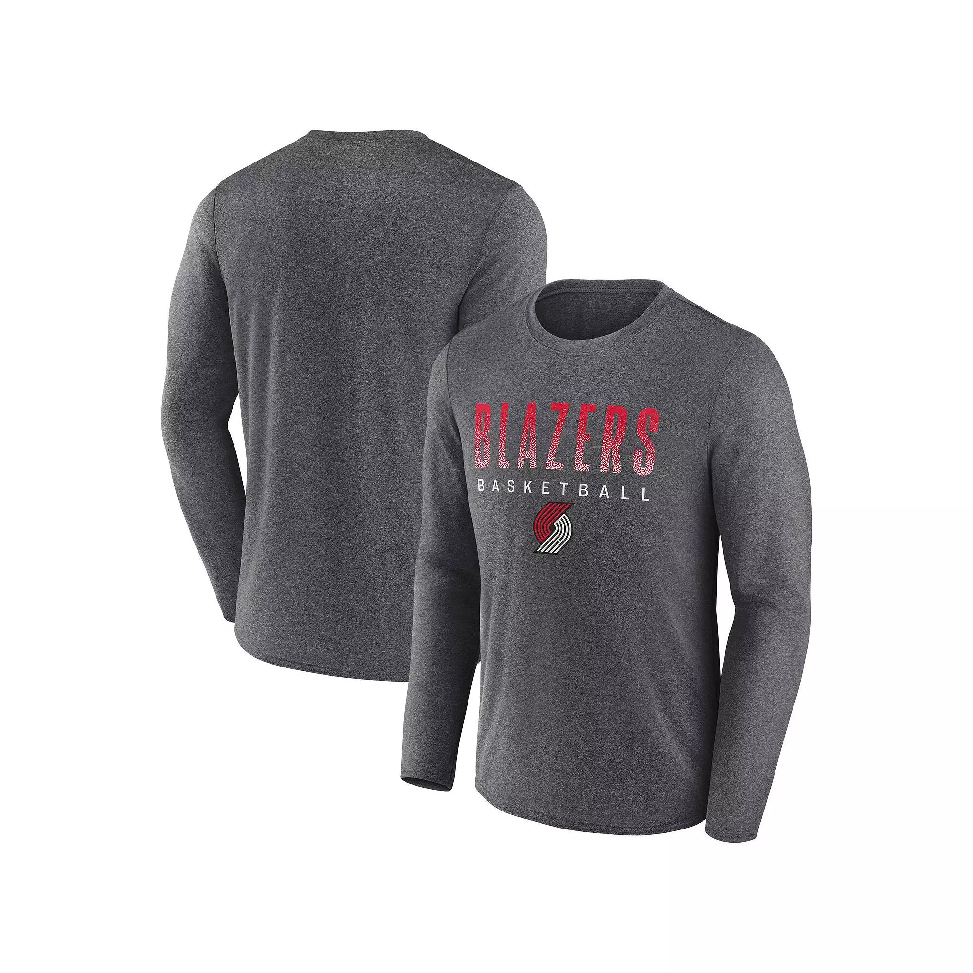 Men's Fanatics Branded Heathered Charcoal Portland Trail Blazers Where Legends Play Iconic Practice Long Sleeve T-Shirt, Size: XL Product Image
