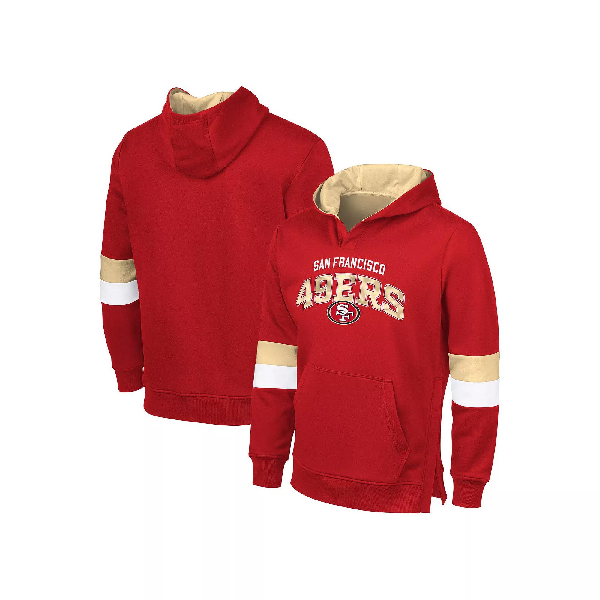 Men's G-III Sports by Carl Banks Scarlet/Gold San Francisco 49ers Adaptive Faceoff Pullover Hoodie, Size: XL, Red Product Image