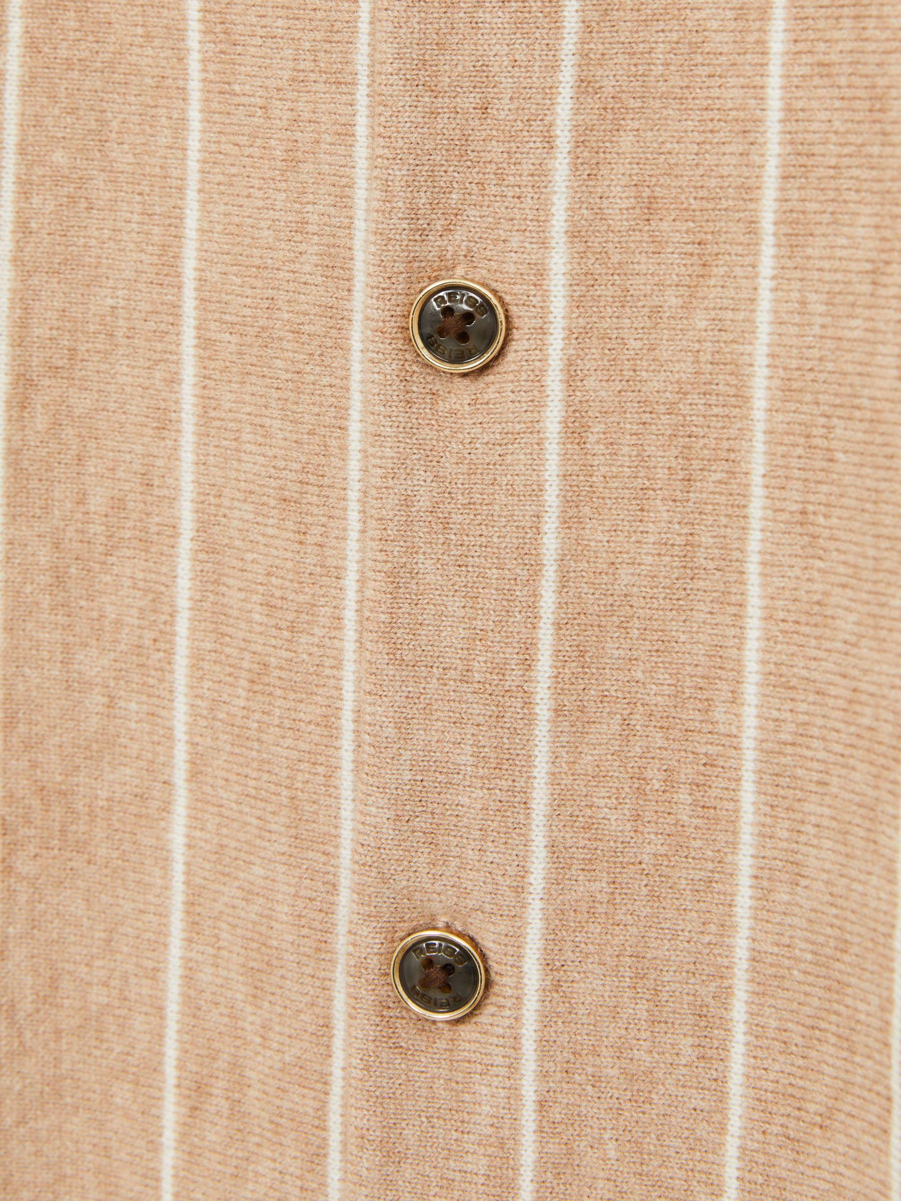 Wool Striped-Knit Short-Sleeve Shirt in Camel Product Image