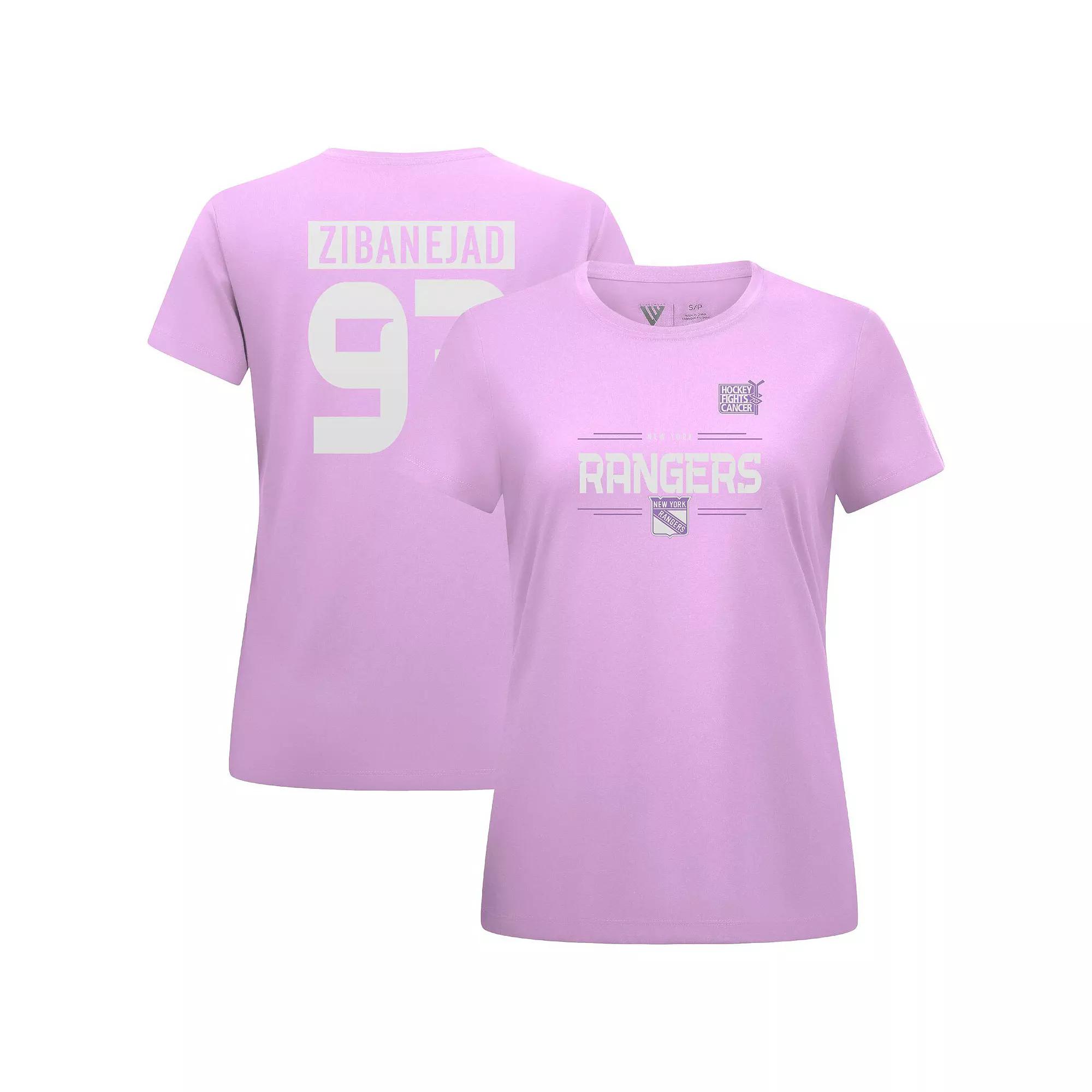 Women's Levelwear Mika Zibanejad Lavender New York Rangers Hockey Fights Cancer Anthem Name & Number T-Shirt,  Product Image