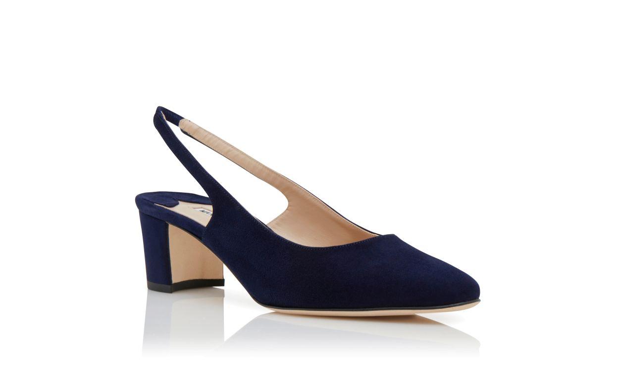 ALLURASAN Navy Blue Suede Slingback Pumps Product Image