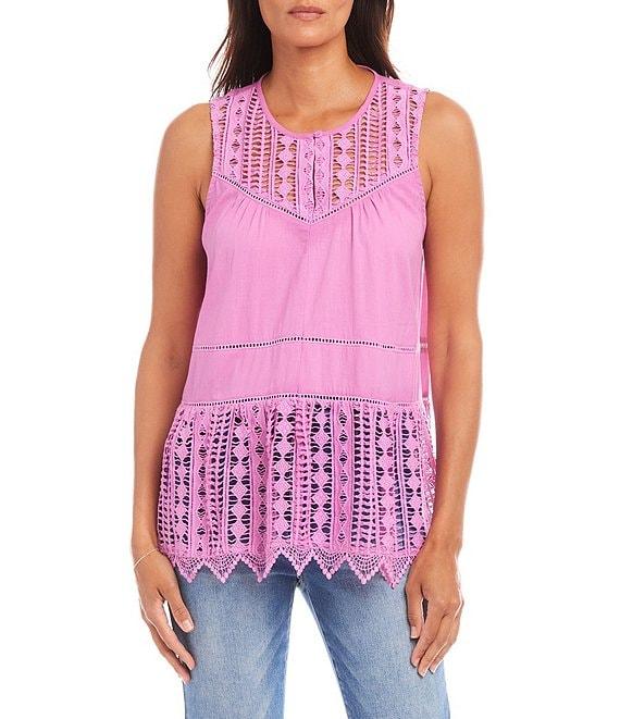 Karen Kane Crew Neck Sleeveless Lace Top Product Image