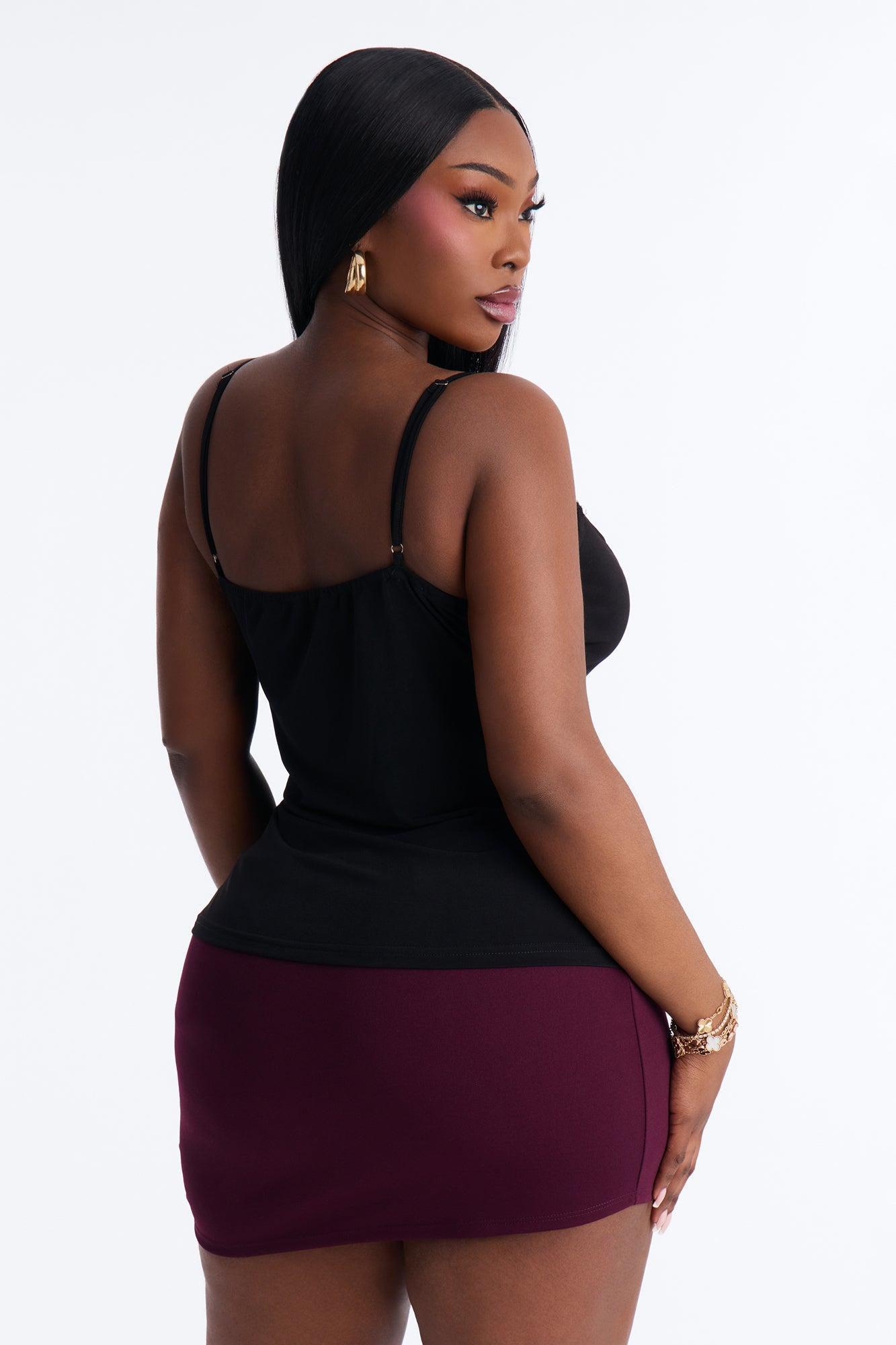 Up All Night Square Neck Lace Cami - Black Female Product Image