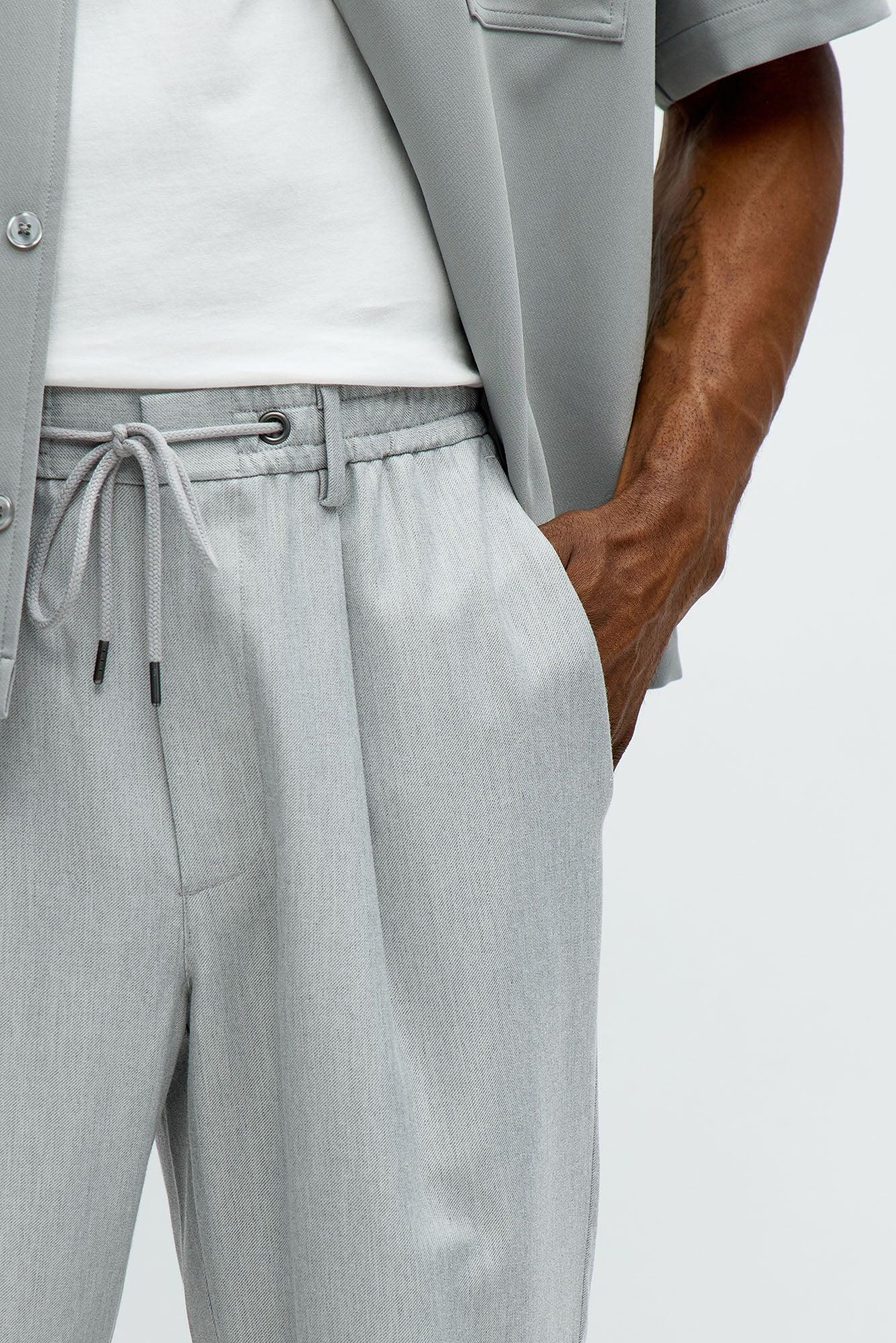 Slim Modern Stretch-Waist Everyday Trouser - Light Grey Male Product Image