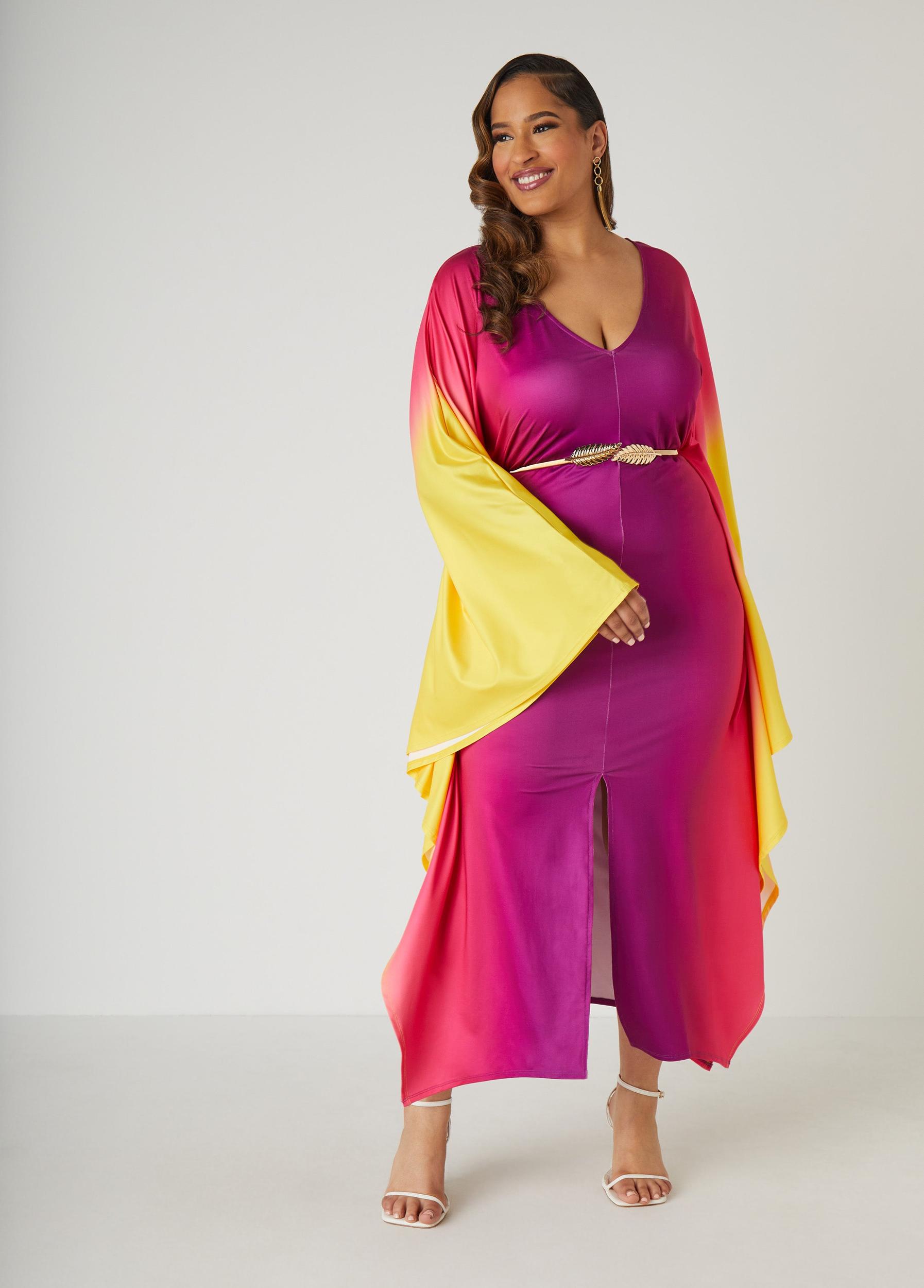 Belted Ombre Kaftan Dress Product Image