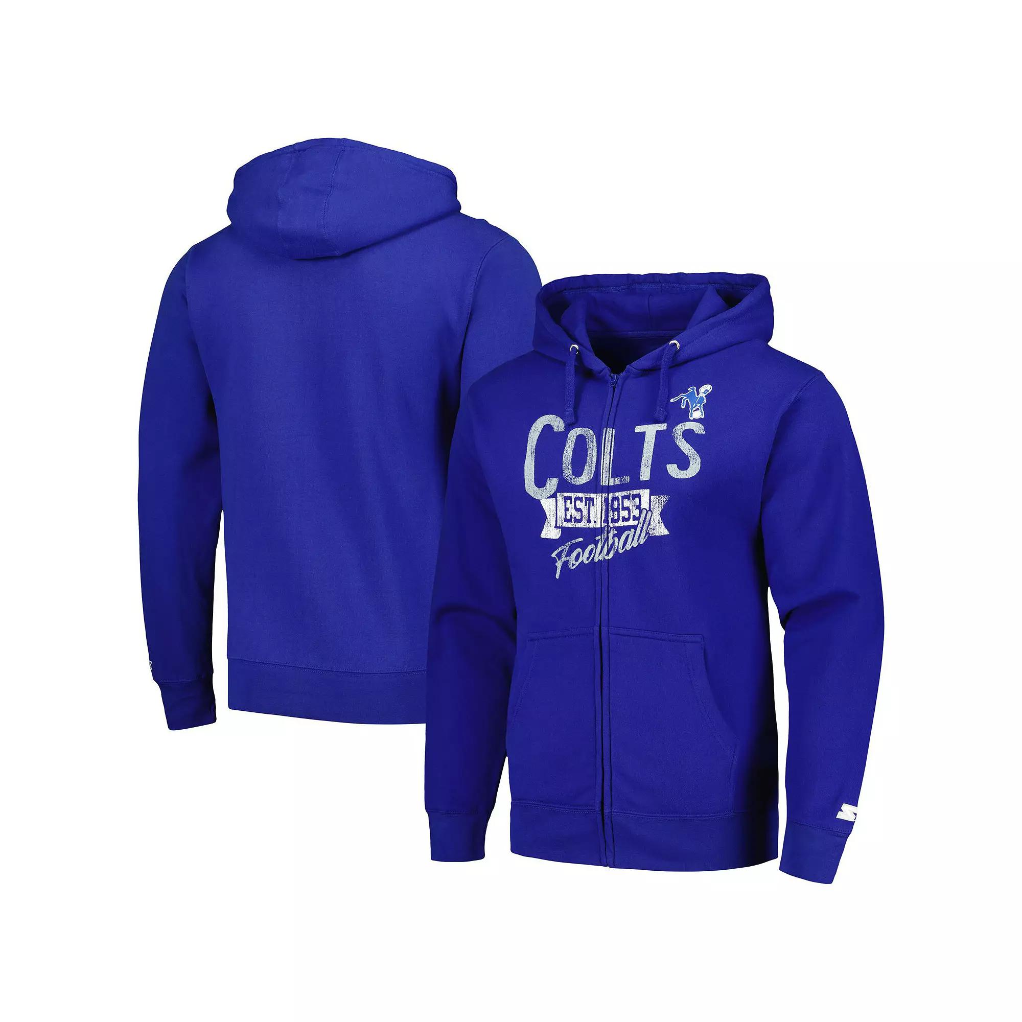 Men's Starter Royal Indianapolis Colts Gridiron Classics Post Season Full-Zip Hoodie,  Product Image
