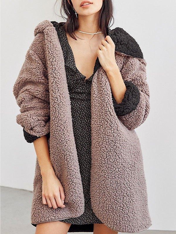 Reverse Hooded Fleece Coat Product Image