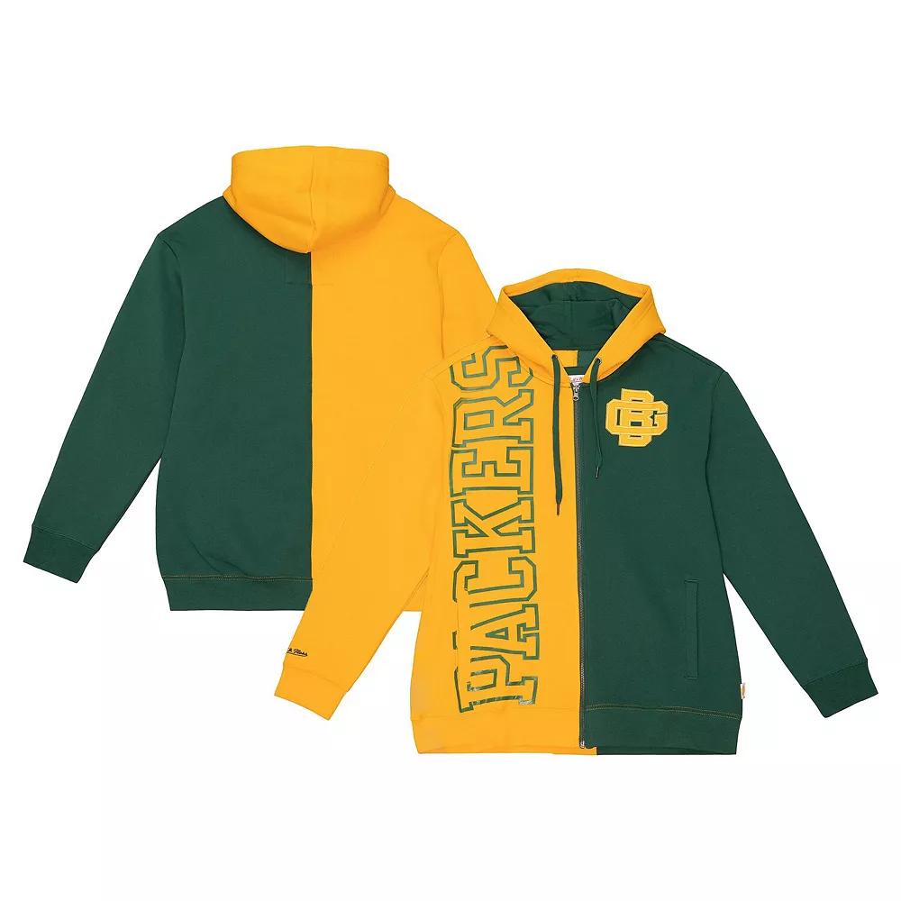 Mens Mitchell & Ness /Gold Bay Packers Fleece 2.0 Full-Zip Hoodie Product Image
