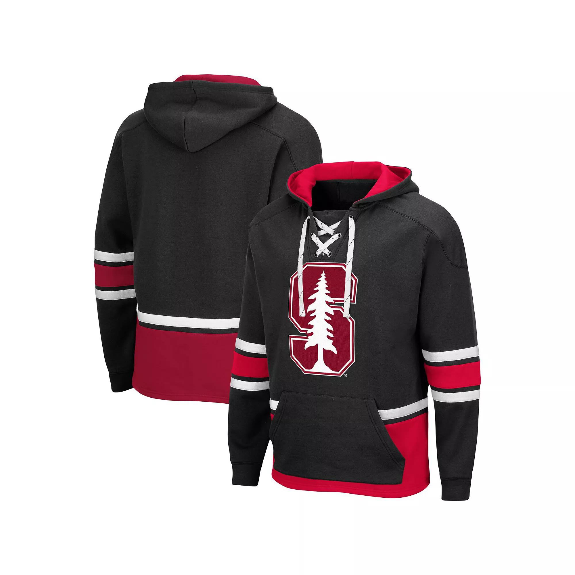 Men's Colosseum Black Stanford Cardinal Lace Up 3.0 Pullover Hoodie, Size: Medium Product Image