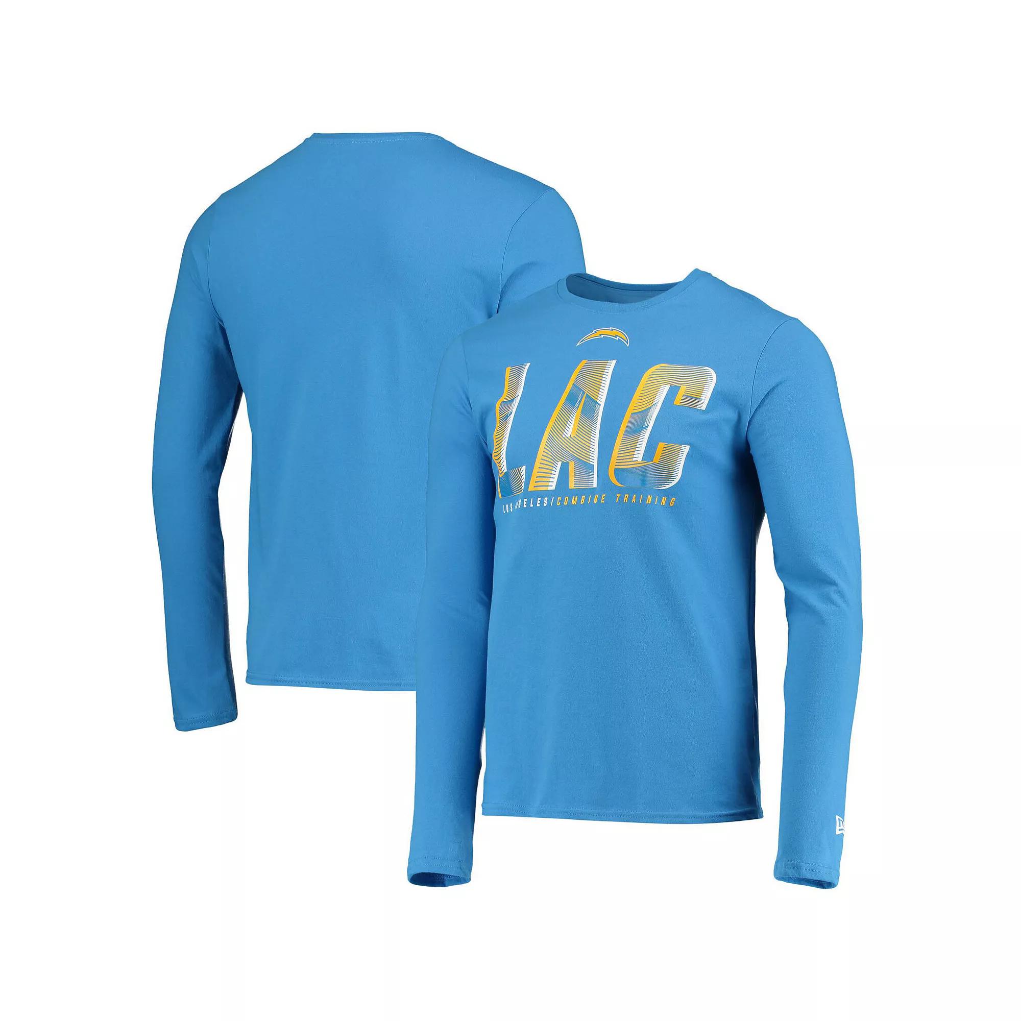 Men's New Era Powder Blue Los Angeles Chargers Combine Authentic Static Abbreviation Long Sleeve T-Shirt,  Product Image