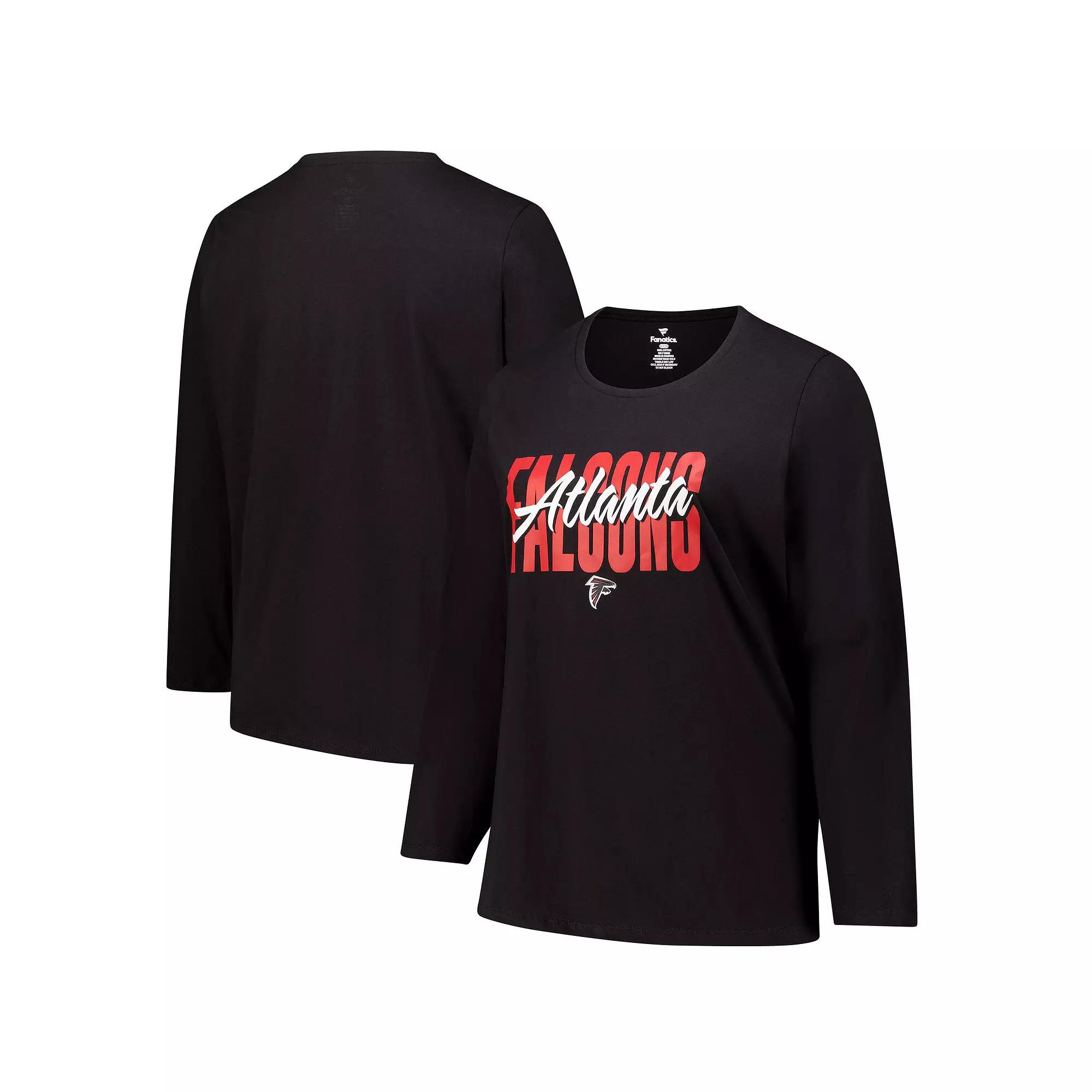 Women's Fanatics Black Atlanta Falcons Long Sleeve Scoop Neck T-Shirt, Size: 2XL Product Image