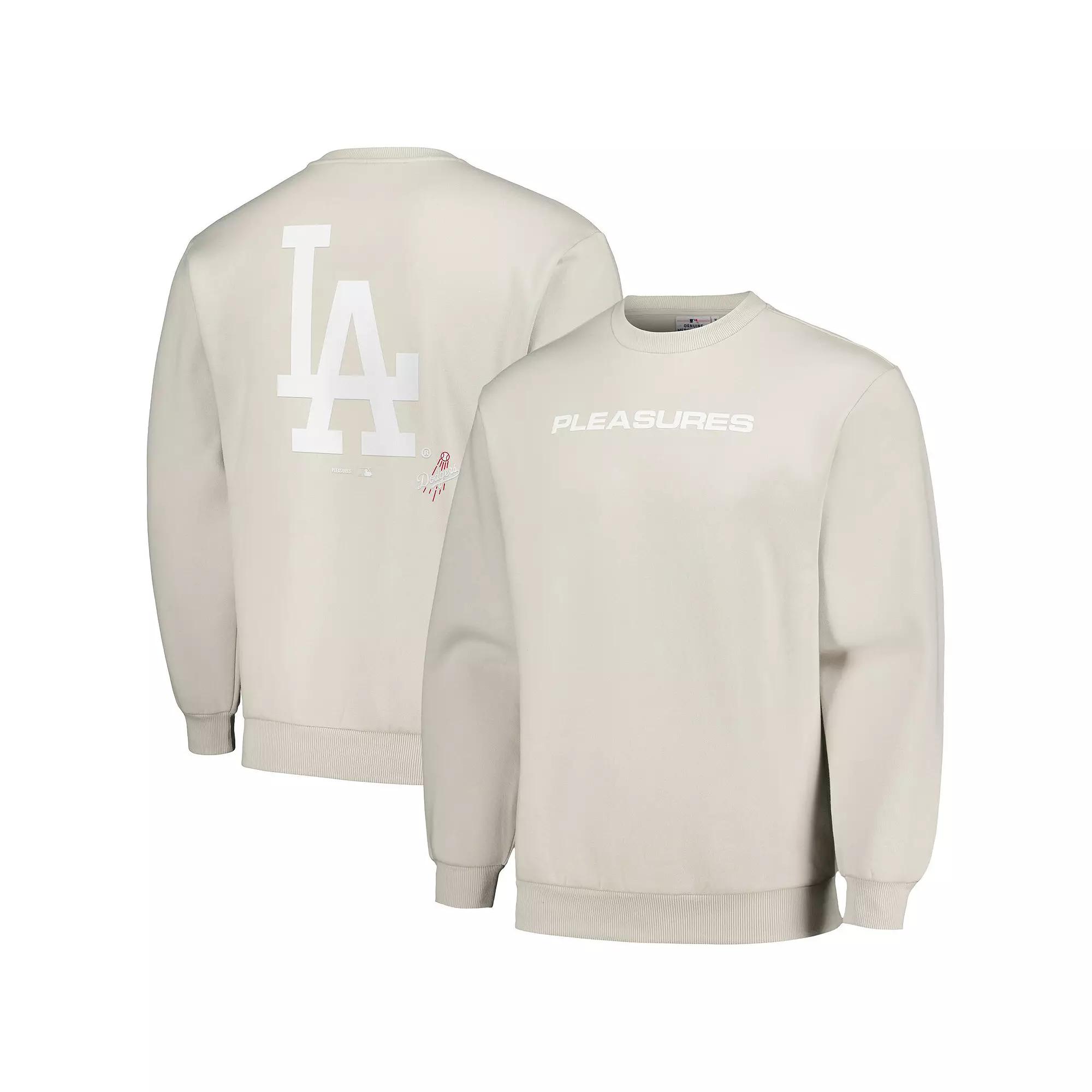 Men's PLEASURES Gray Los Angeles Dodgers Ballpark Pullover Sweatshirt, Size: Small, Grey Product Image