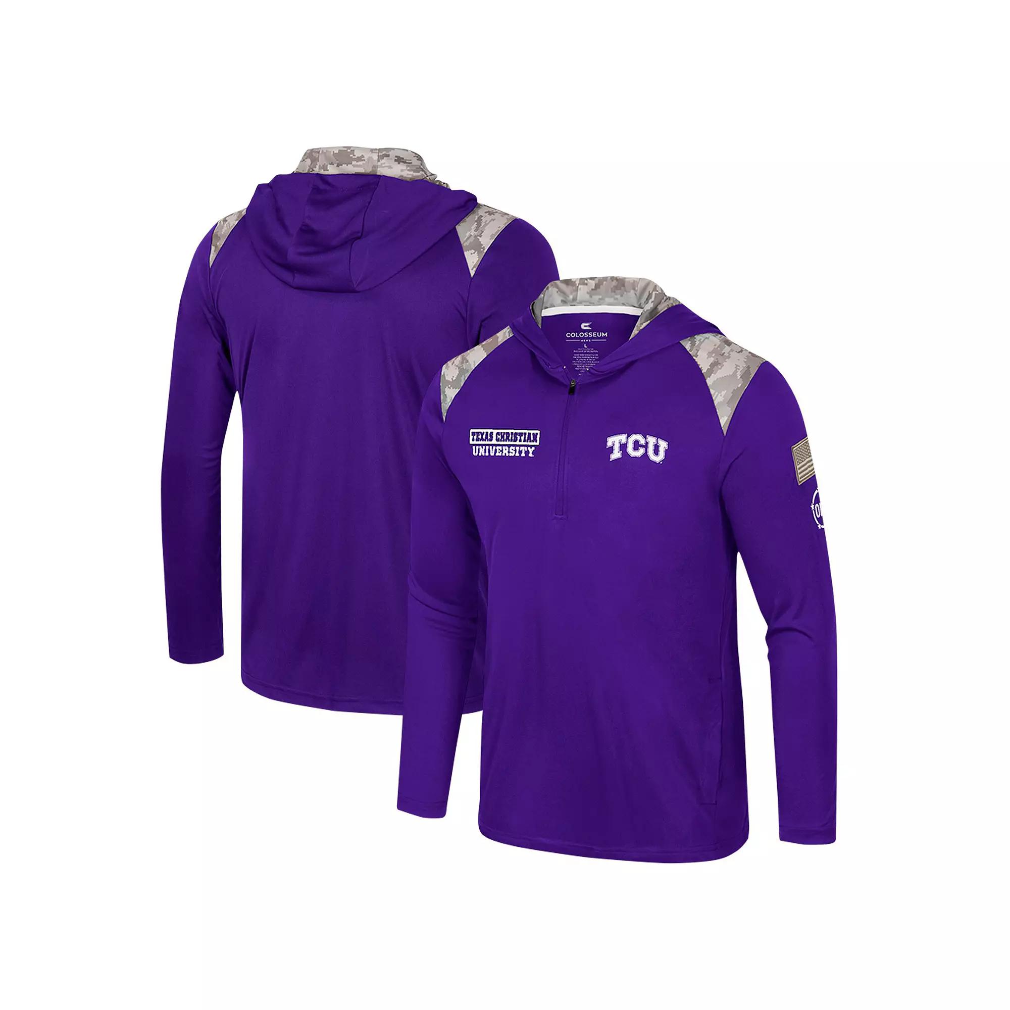 Men's Colosseum Purple TCU Horned Frogs OHT Military Appreciation Quarter-Zip Hoodie Jacket,  Product Image