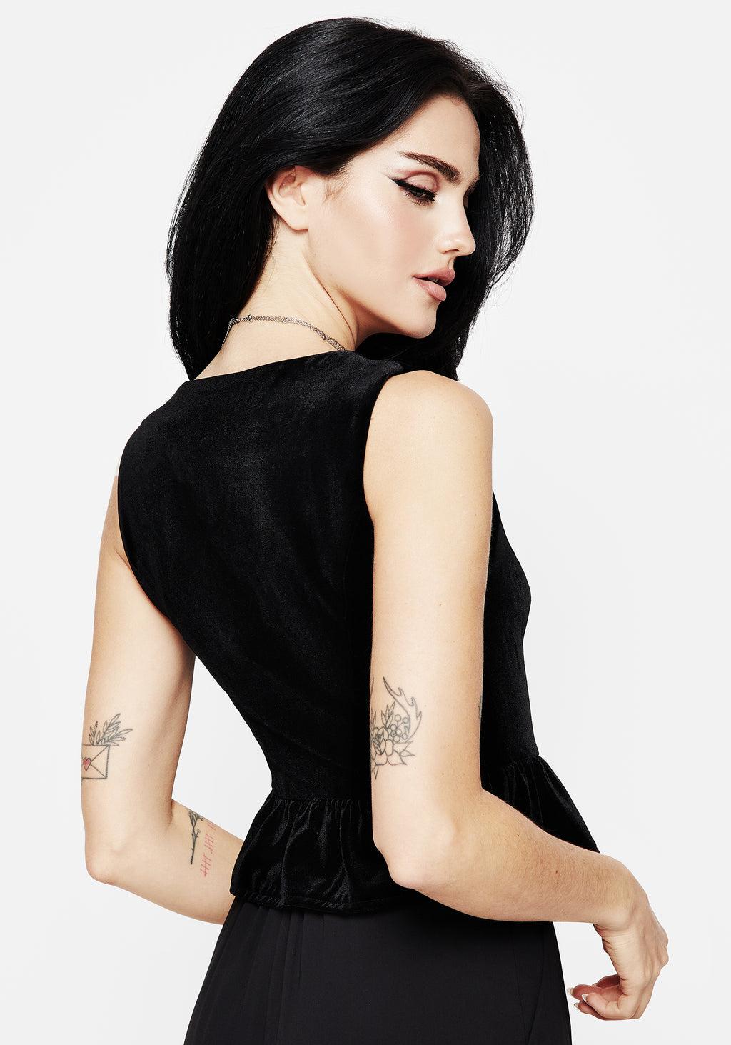 Hellebore Floral Embroidered Waistcoat Top Product Image