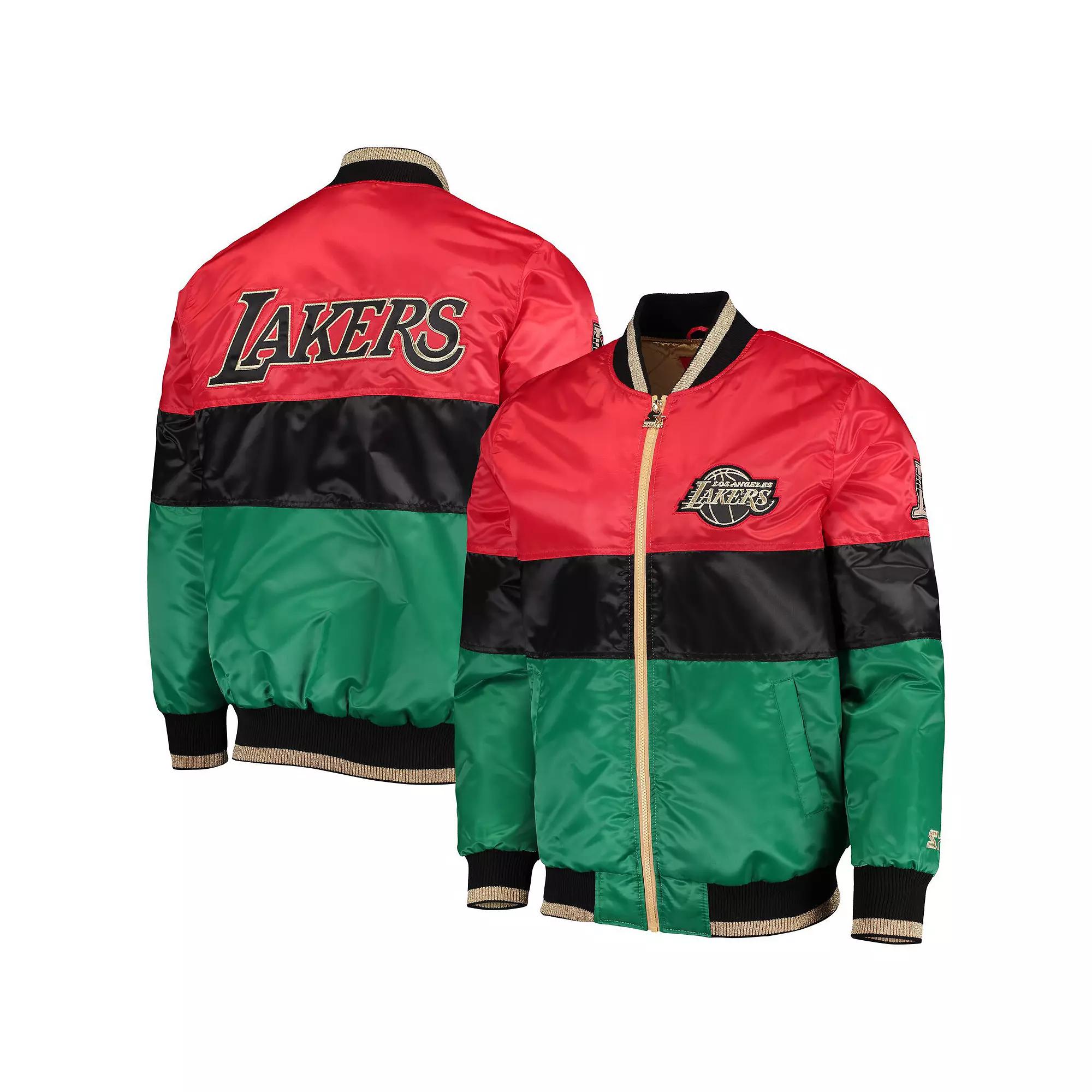 Men's Starter Red/Black/Green Los Angeles Lakers Black History Month NBA 75th Anniversary Full-Zip Jacket,  Product Image