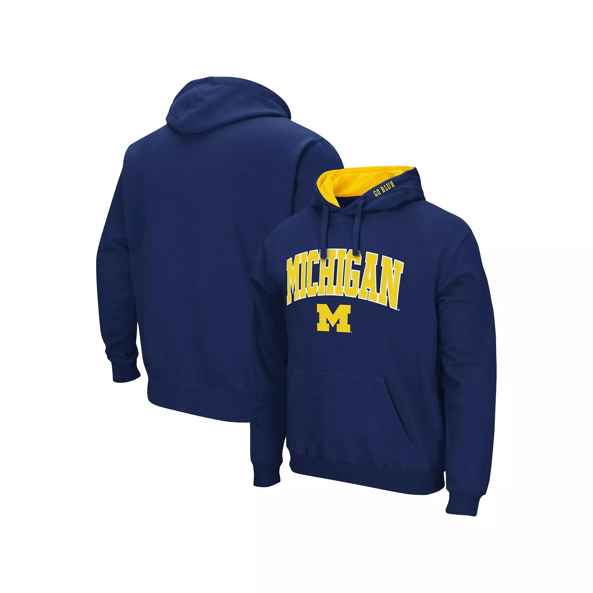 Men's Colosseum Navy Michigan Wolverines Arch & Logo 3.0 Pullover Hoodie,  Product Image