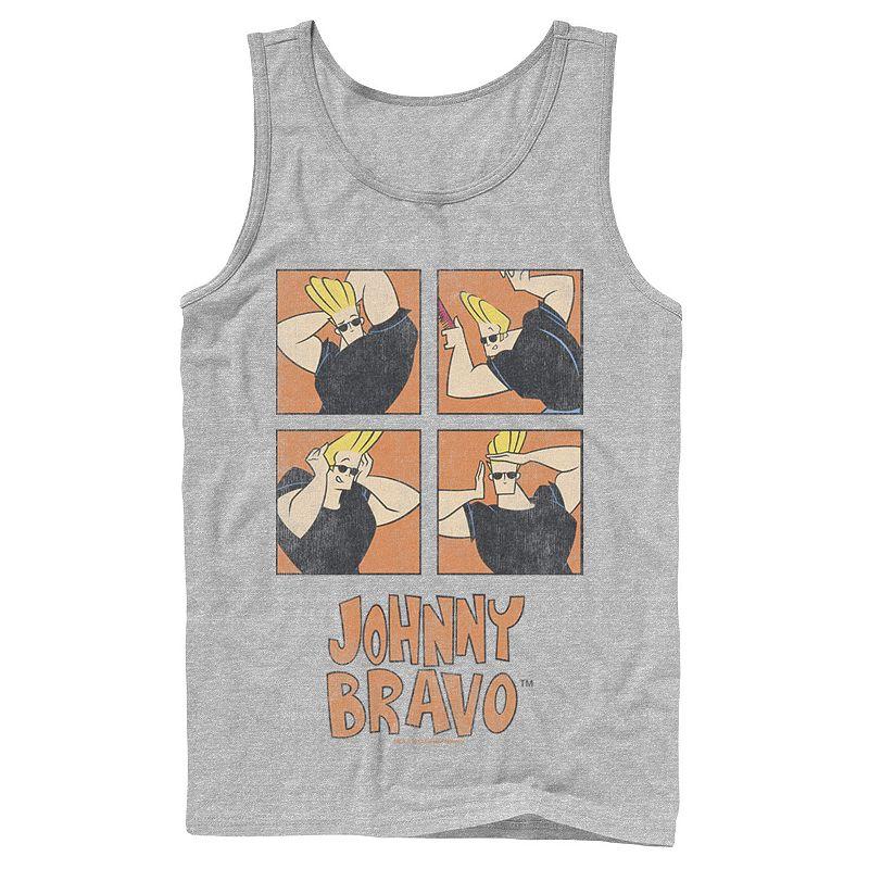 Mens Cartoon Network Johnny Bravo Box Up Hairdo Tank Top Athletic Grey Product Image