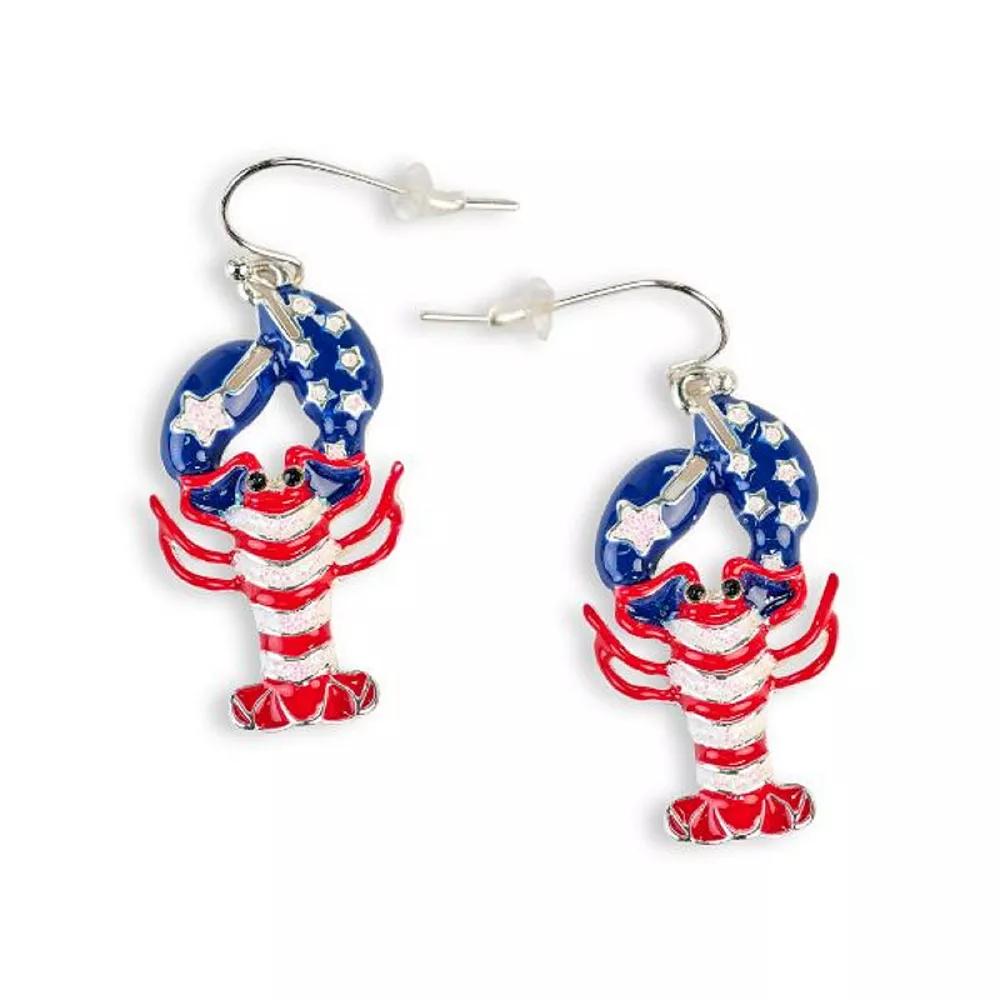Celebrate Together™ Americana Silver Tone Patriotic Lobster Drop Earrings, Women's, Multi Product Image