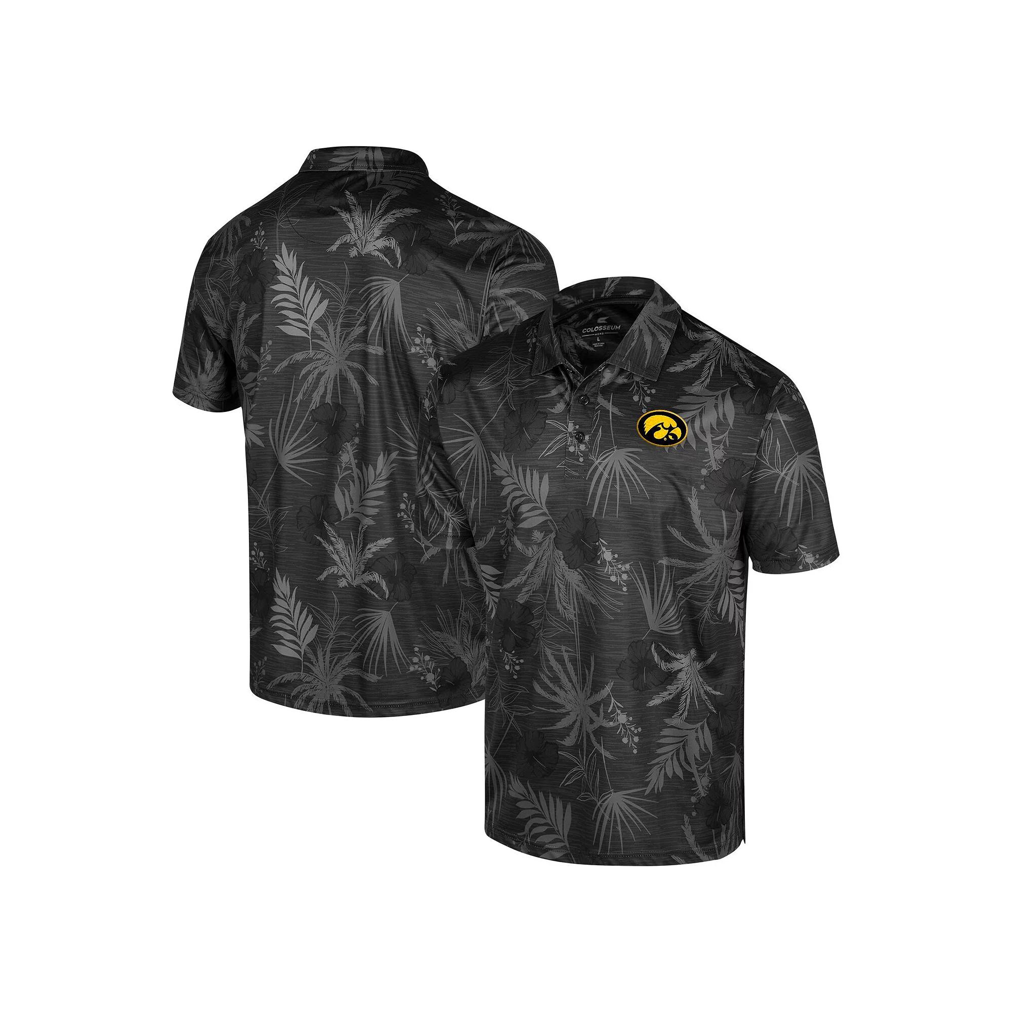 Men's Colosseum Black Iowa Hawkeyes Big & Tall Palms Polo,  Product Image