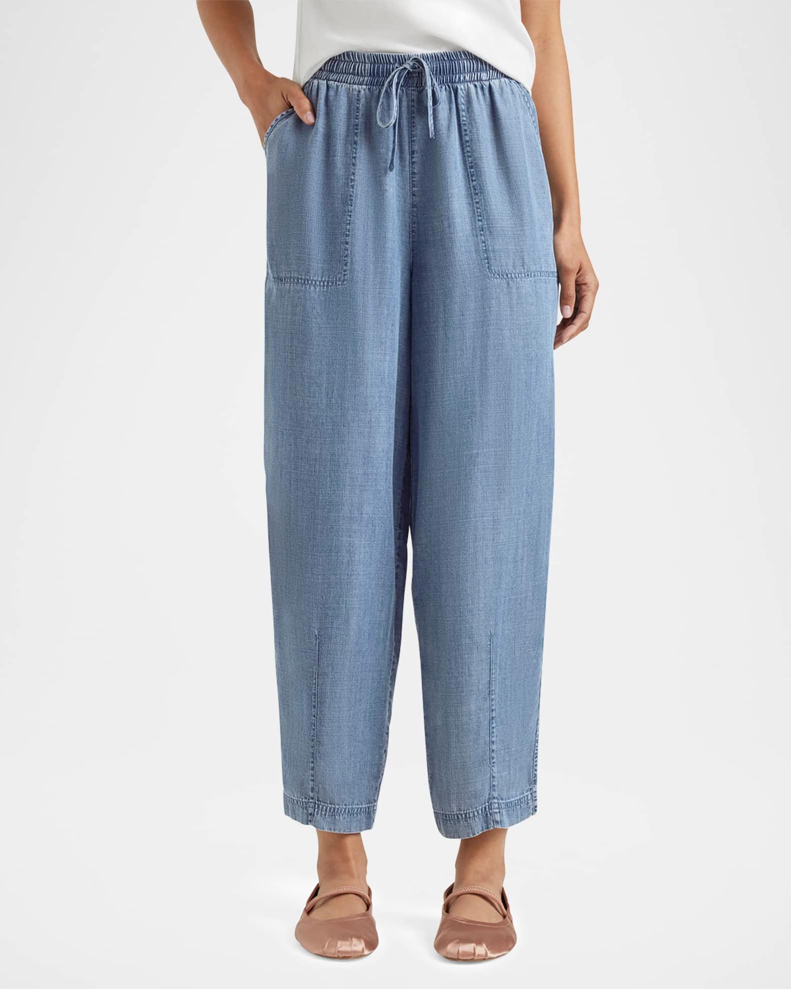 Ryan Indigo Drawstring Barrel-Leg Pants Product Image