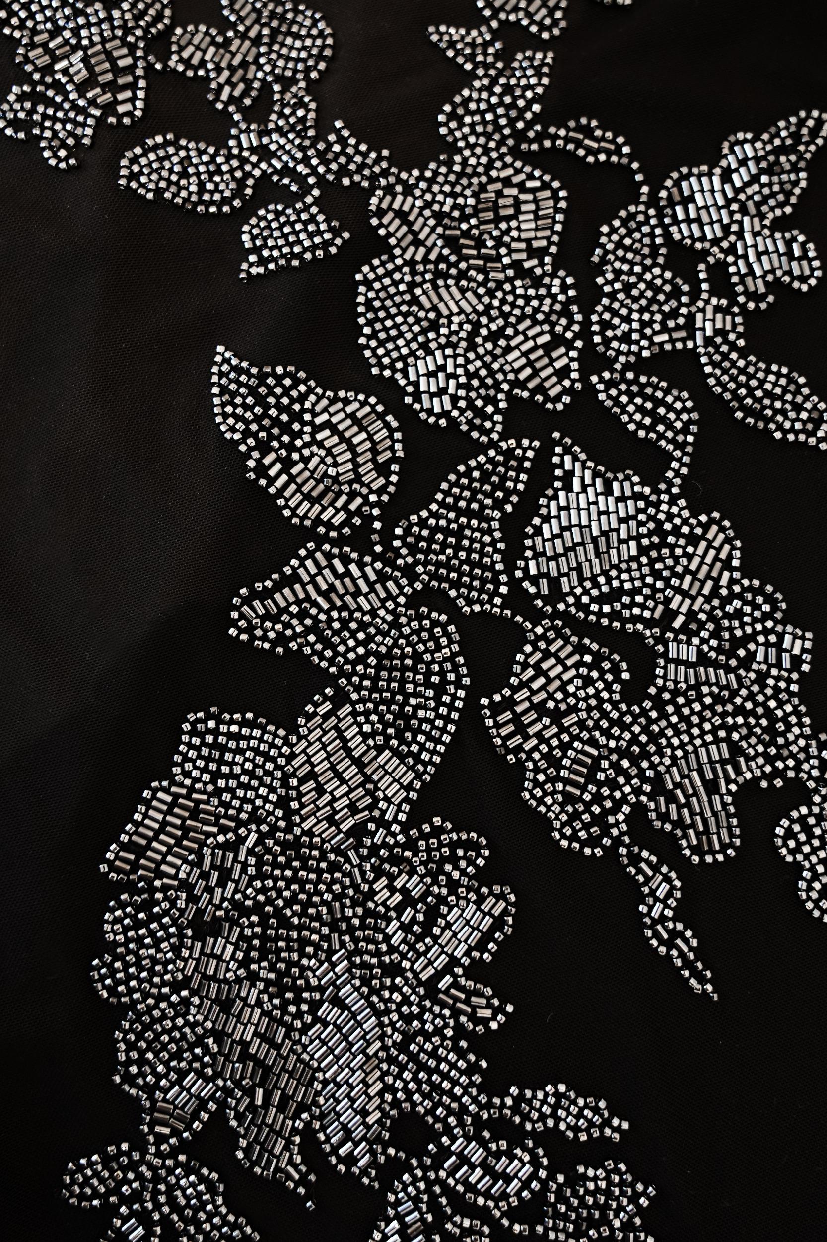 Liliana Beaded Flower Mesh Mini Dress - Black Product Image