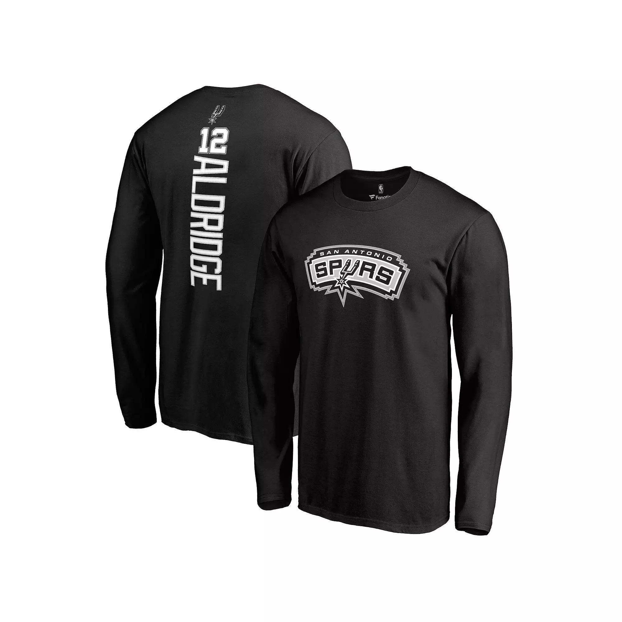 Men's Fanatics Branded LaMarcus Aldridge Black San Antonio Spurs Backer Name & Number Long Sleeve T-Shirt, Size: Small Product Image