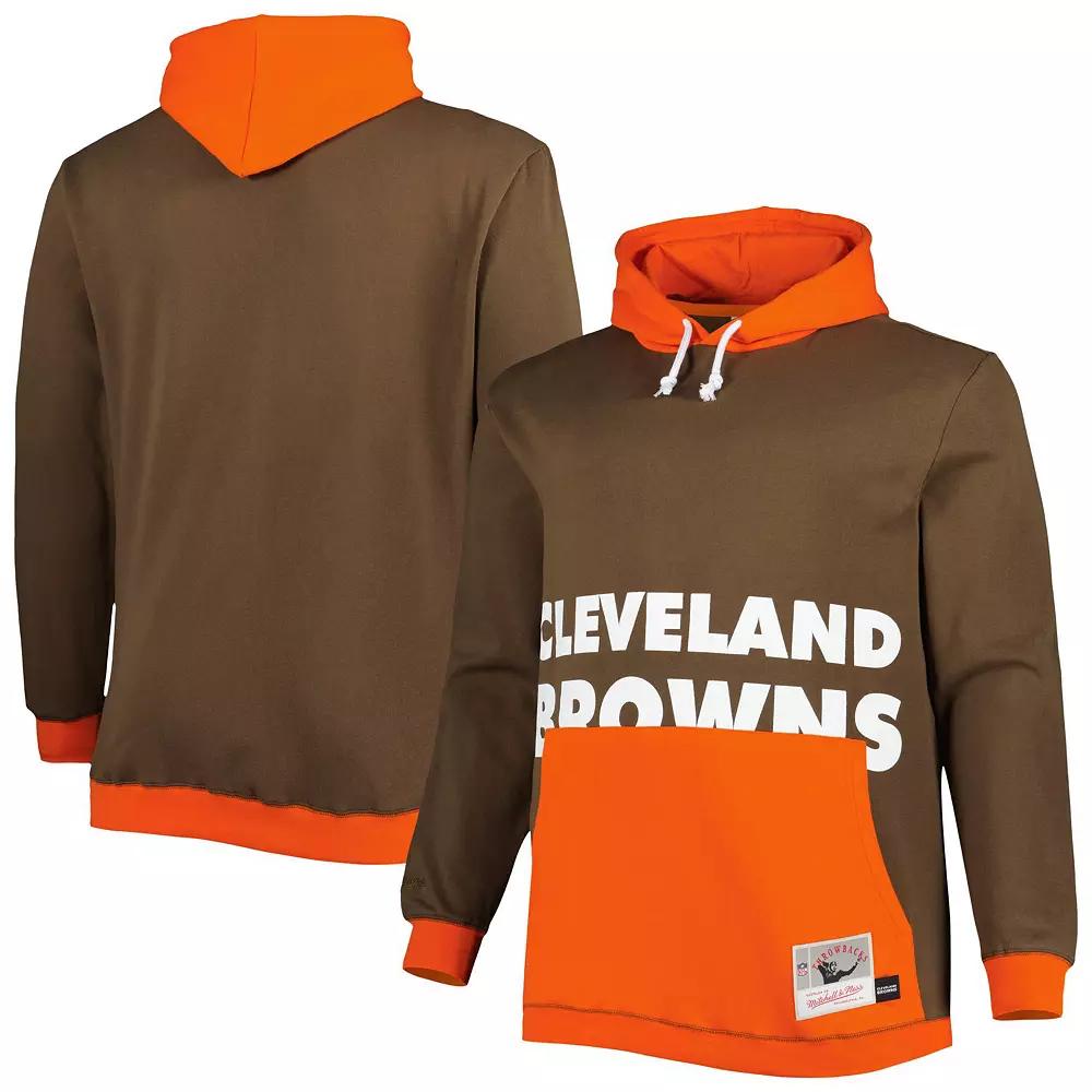 Men's Mitchell & Ness Brown/Orange Cleveland Browns Big & Tall Big Face Pullover Hoodie, Size: 3XLT Product Image