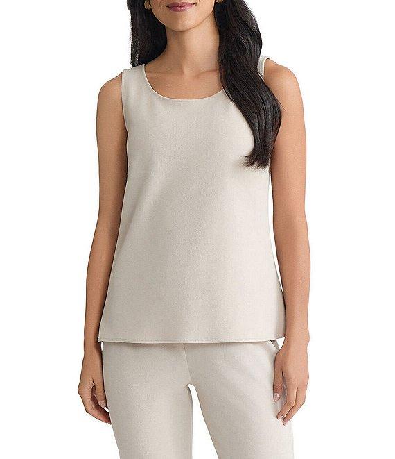 Ming Wang Stretch Crepe Scoop Neck Sleeveless Tank Product Image