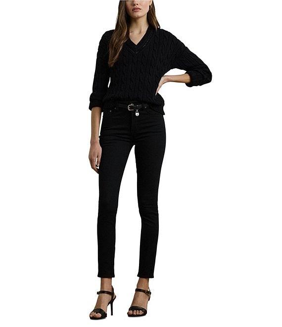 Lauren Ralph Lauren Cable Knit V-Neck Long Sleeve Top Product Image
